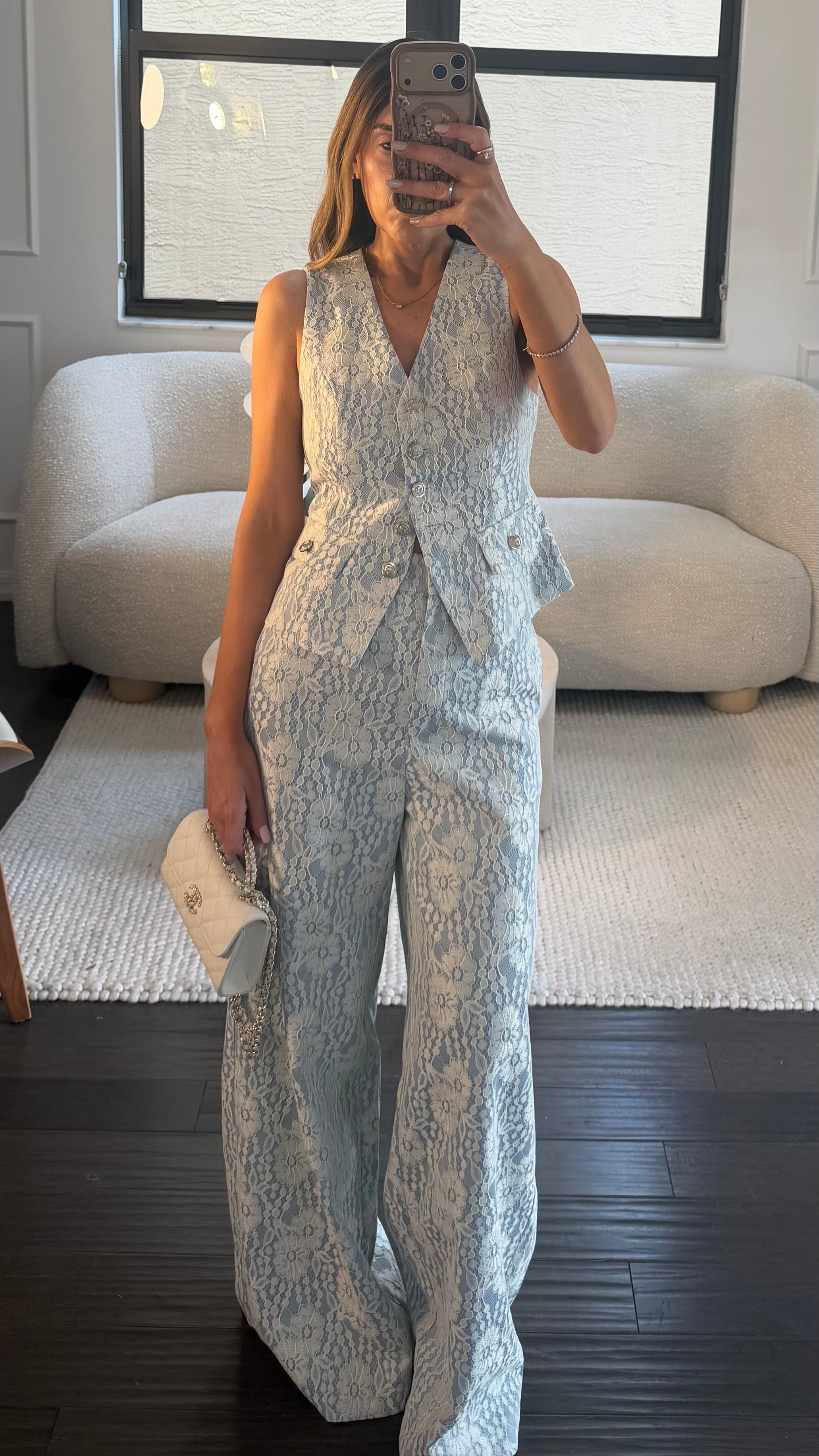 SKY EMBROIDERED PANT SET