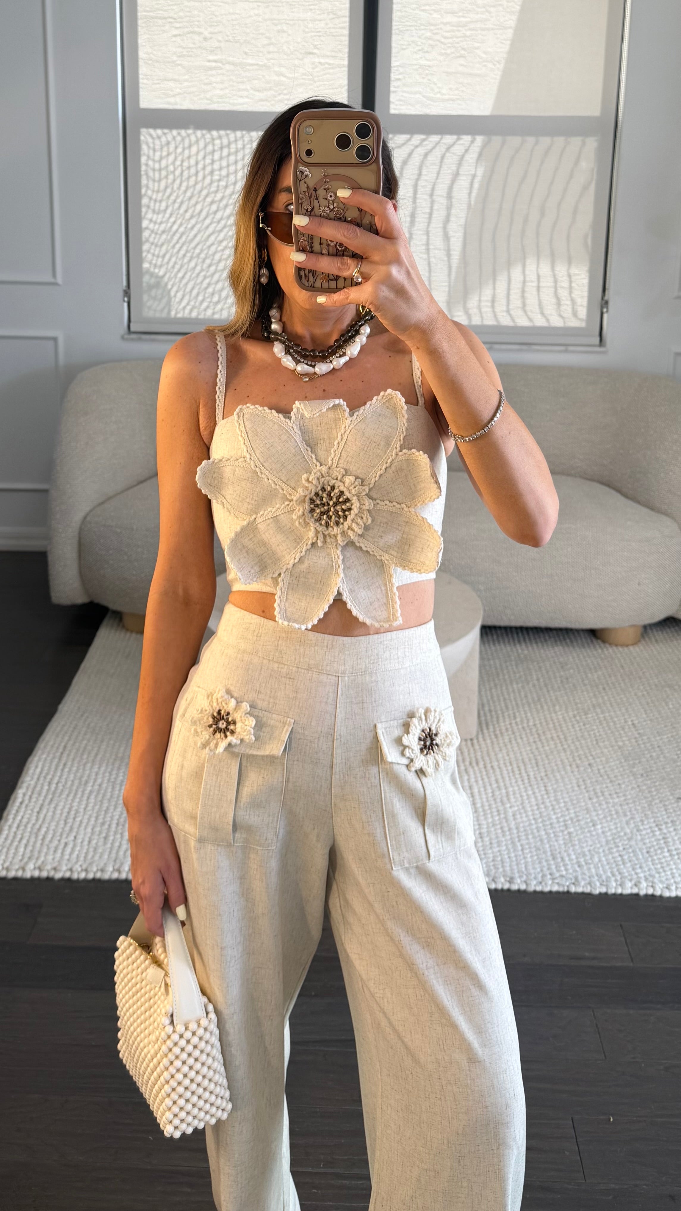 LINEN CROCHET FLORA SET