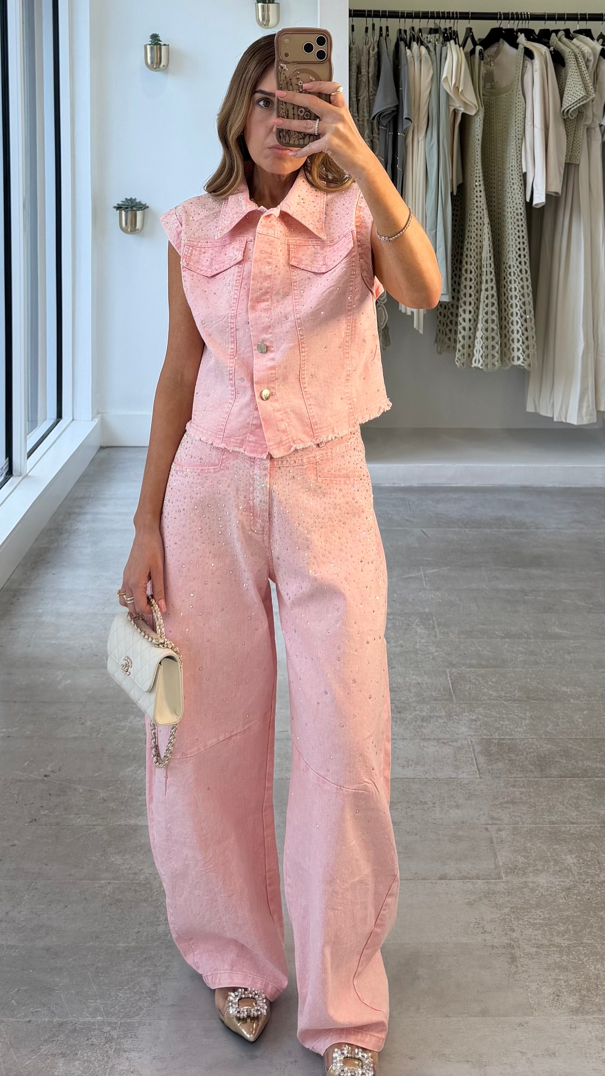 PINK SHINE DENIM SET