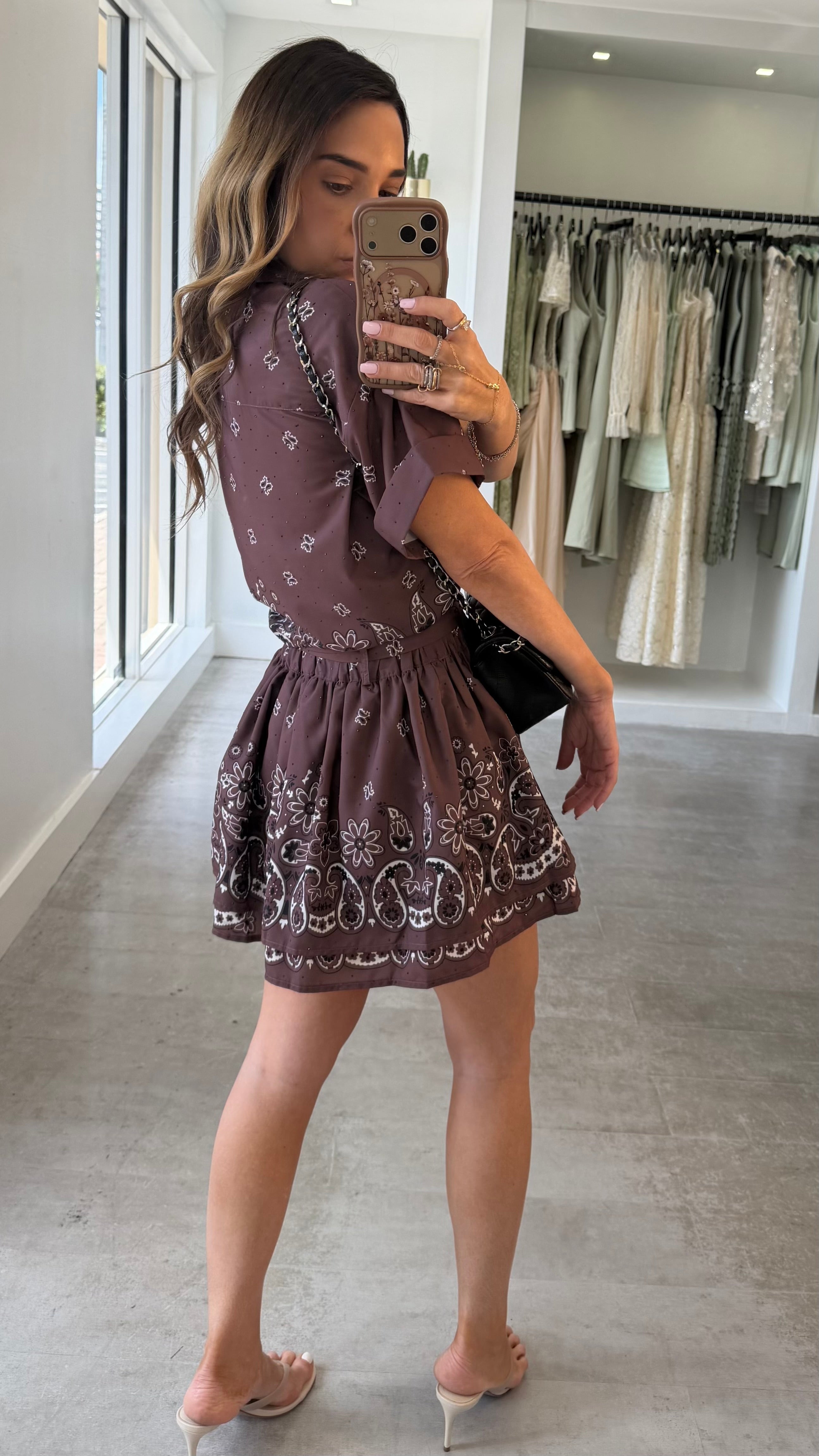 BANDANA BROWN SKIRT SET