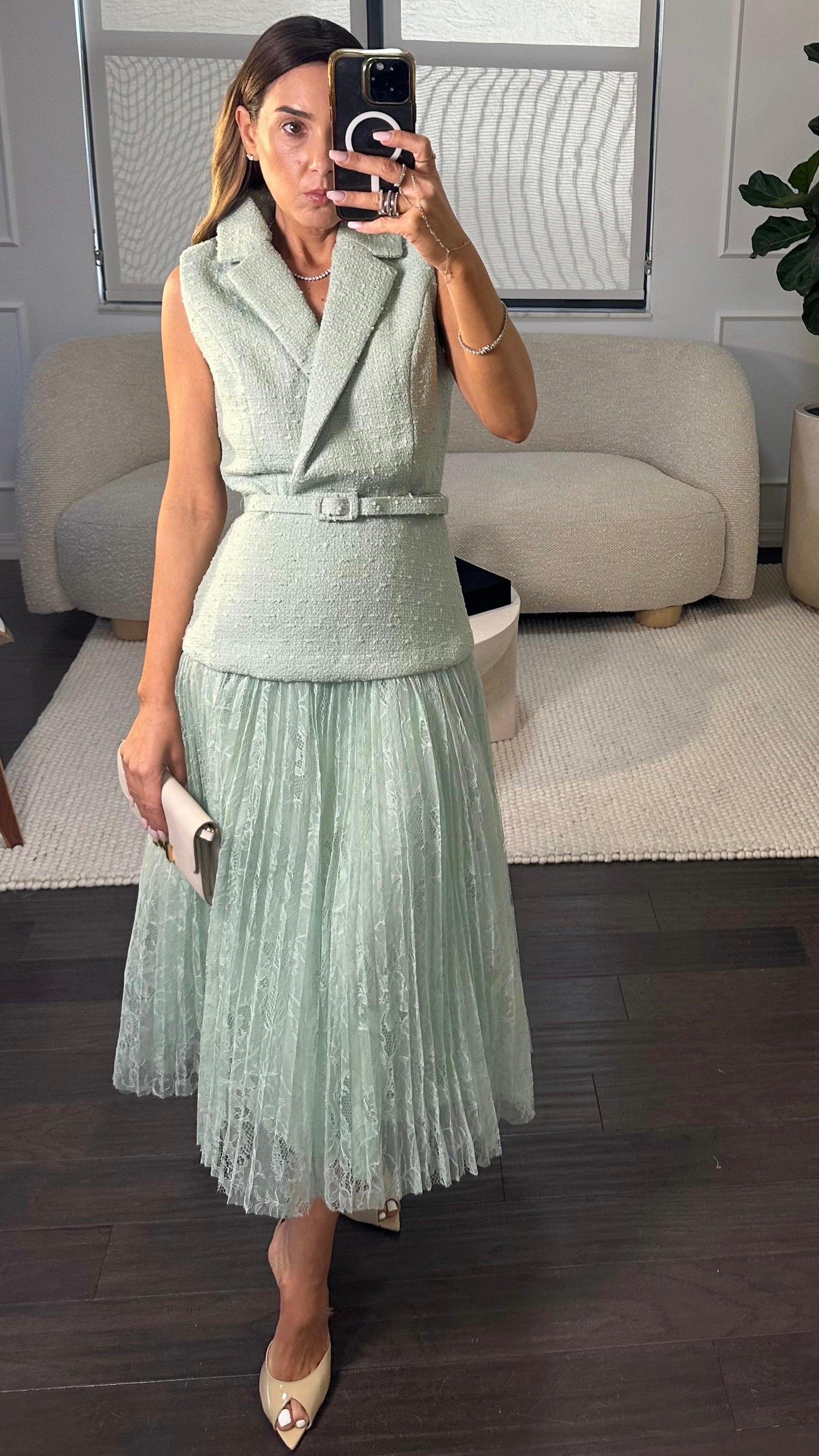 MINT LACE MIDI DRESS