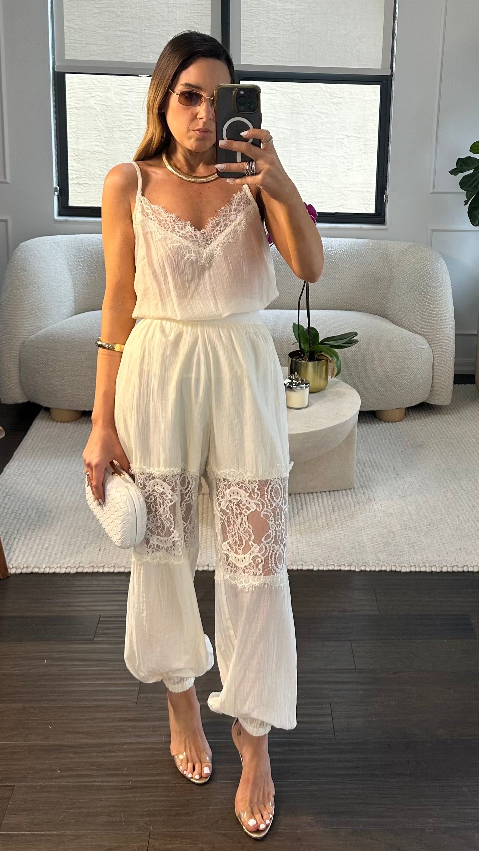 WHITE SHEER LACE SET