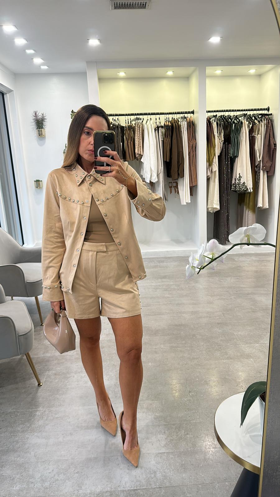 STUDDED NUDE SET
