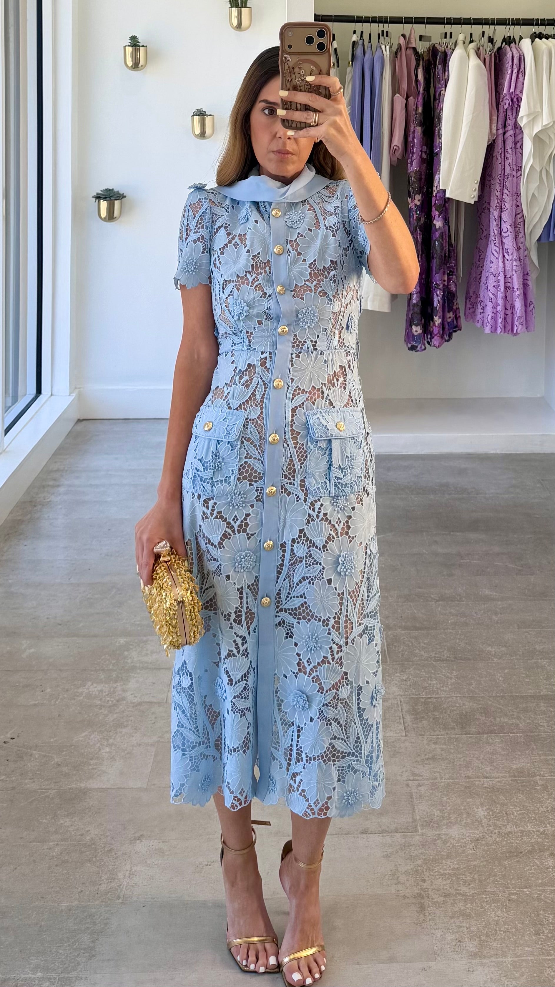 BABY BLUE LACE MIDI