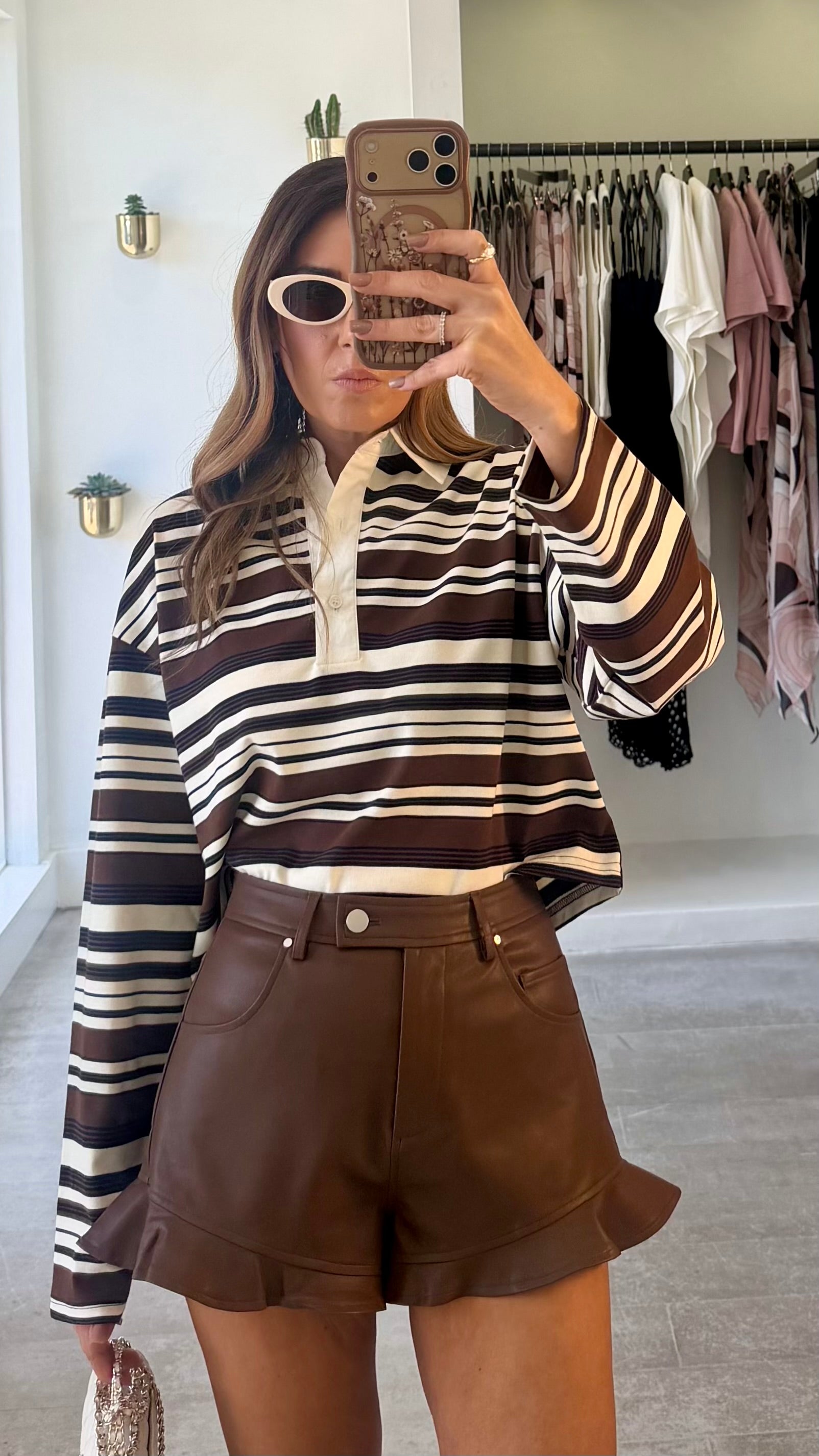 BROWN STRIPED POLO