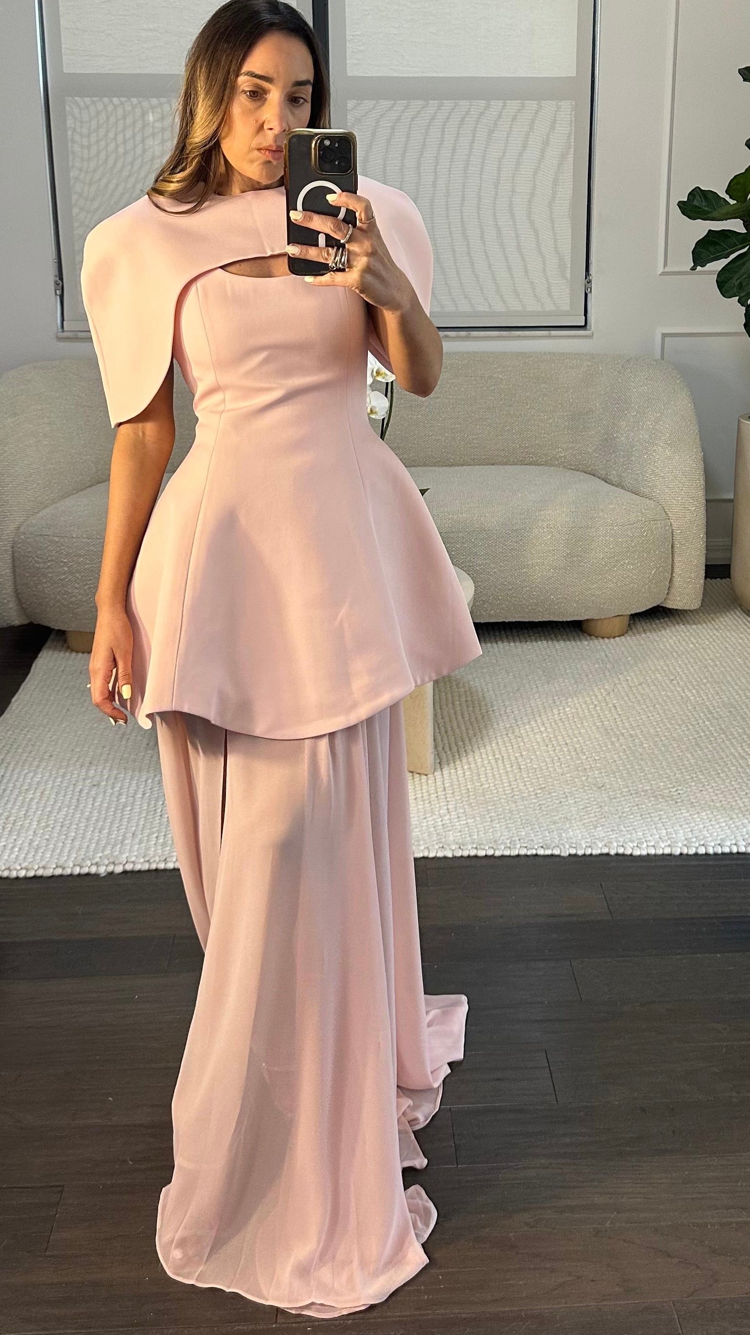 BLUSH CAPE DRESS