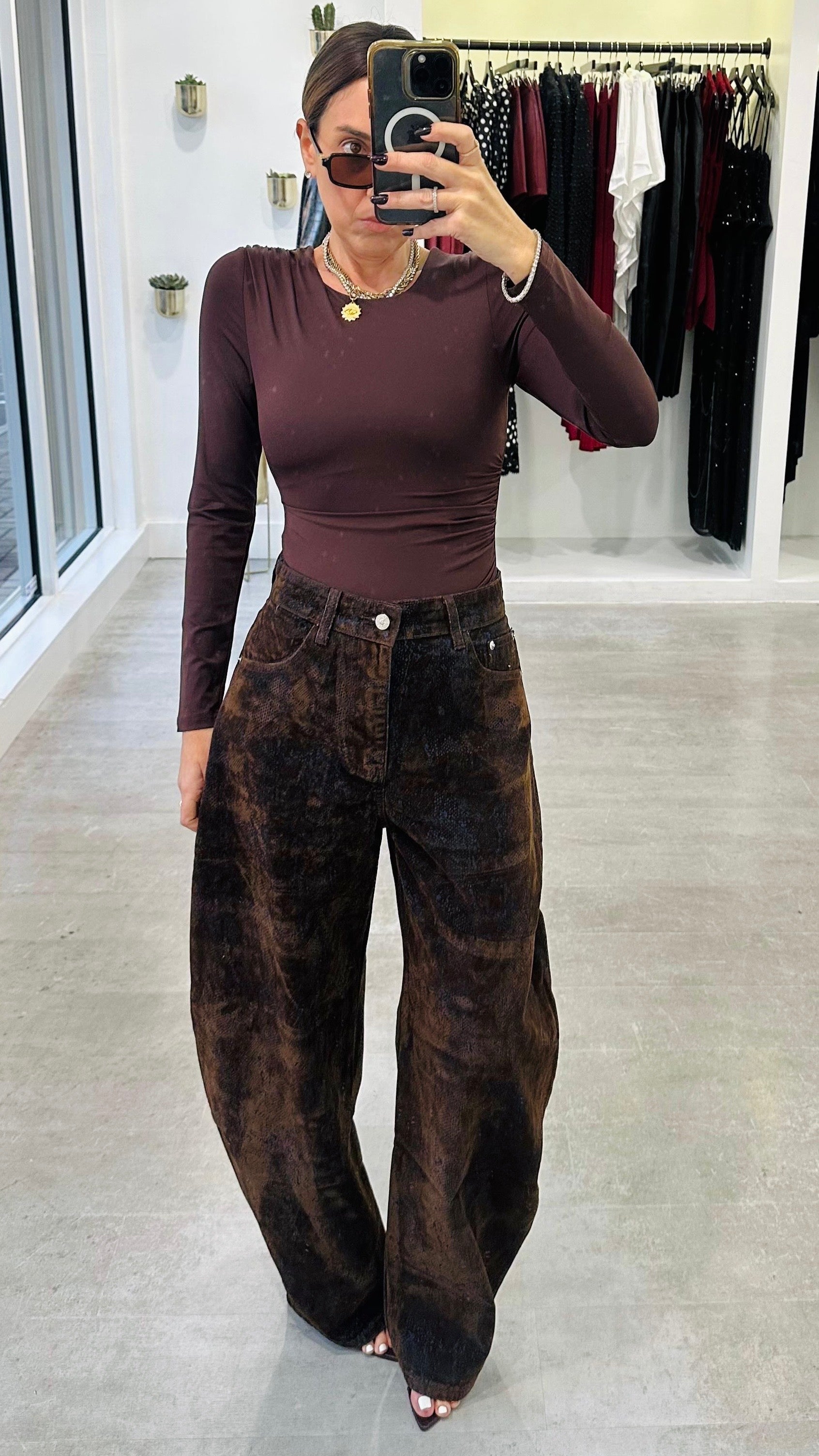 SNAKE BRONZE BARRELL JEANS