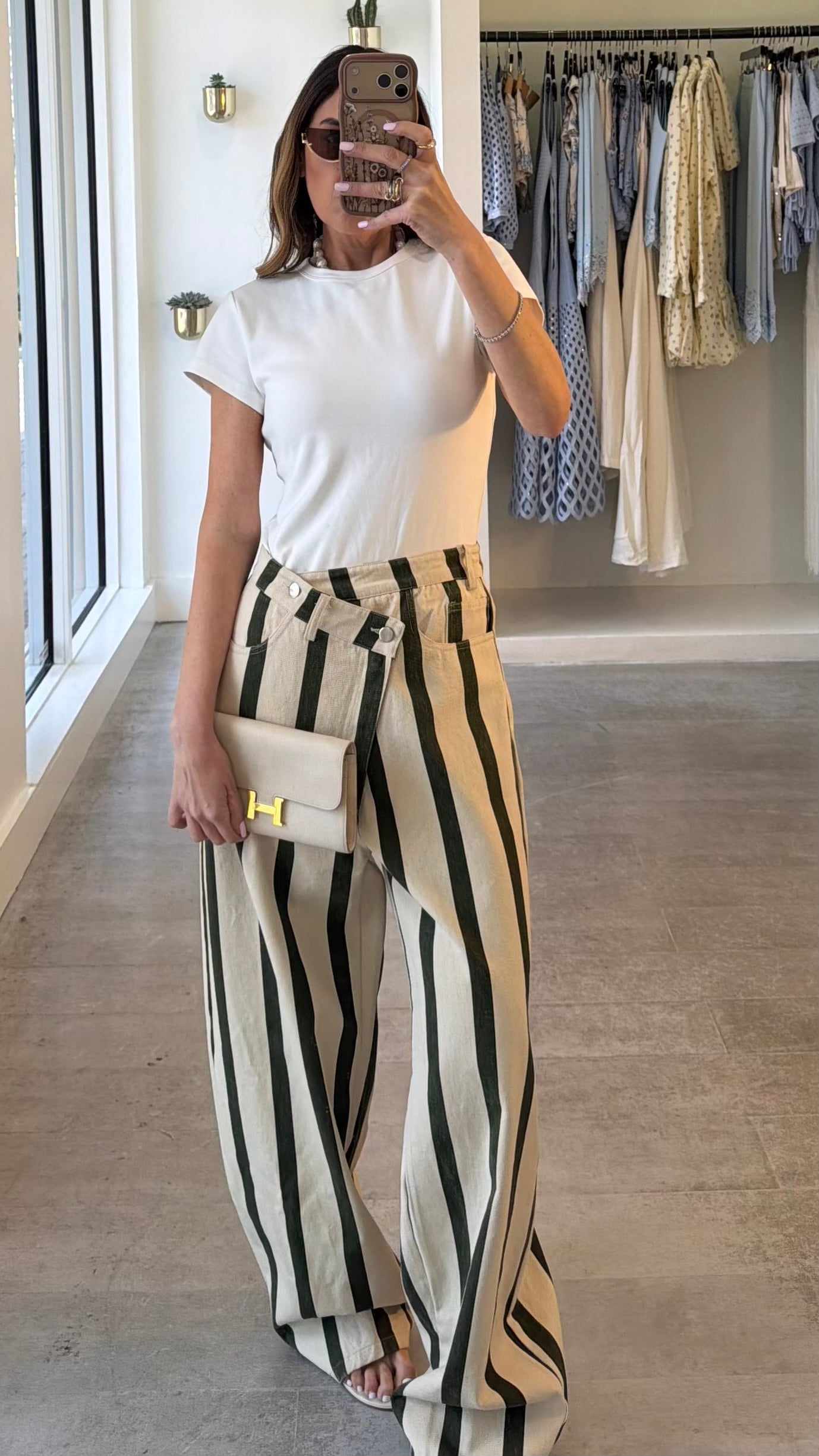 BEIGE VERDANT LINES DENIM