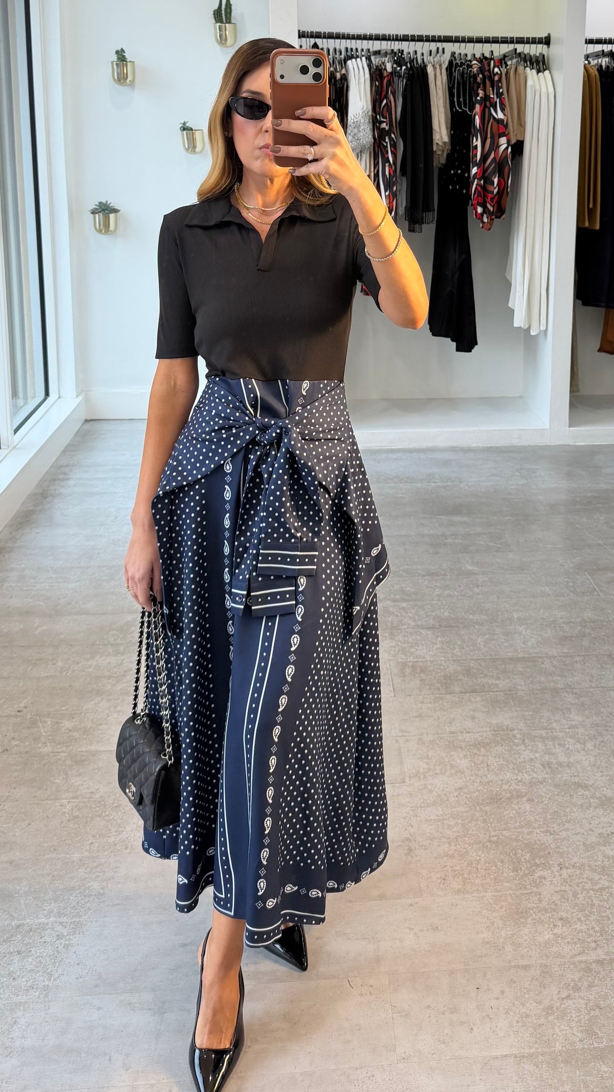 MIDNIGHT PAISLEY MIDI DRESS