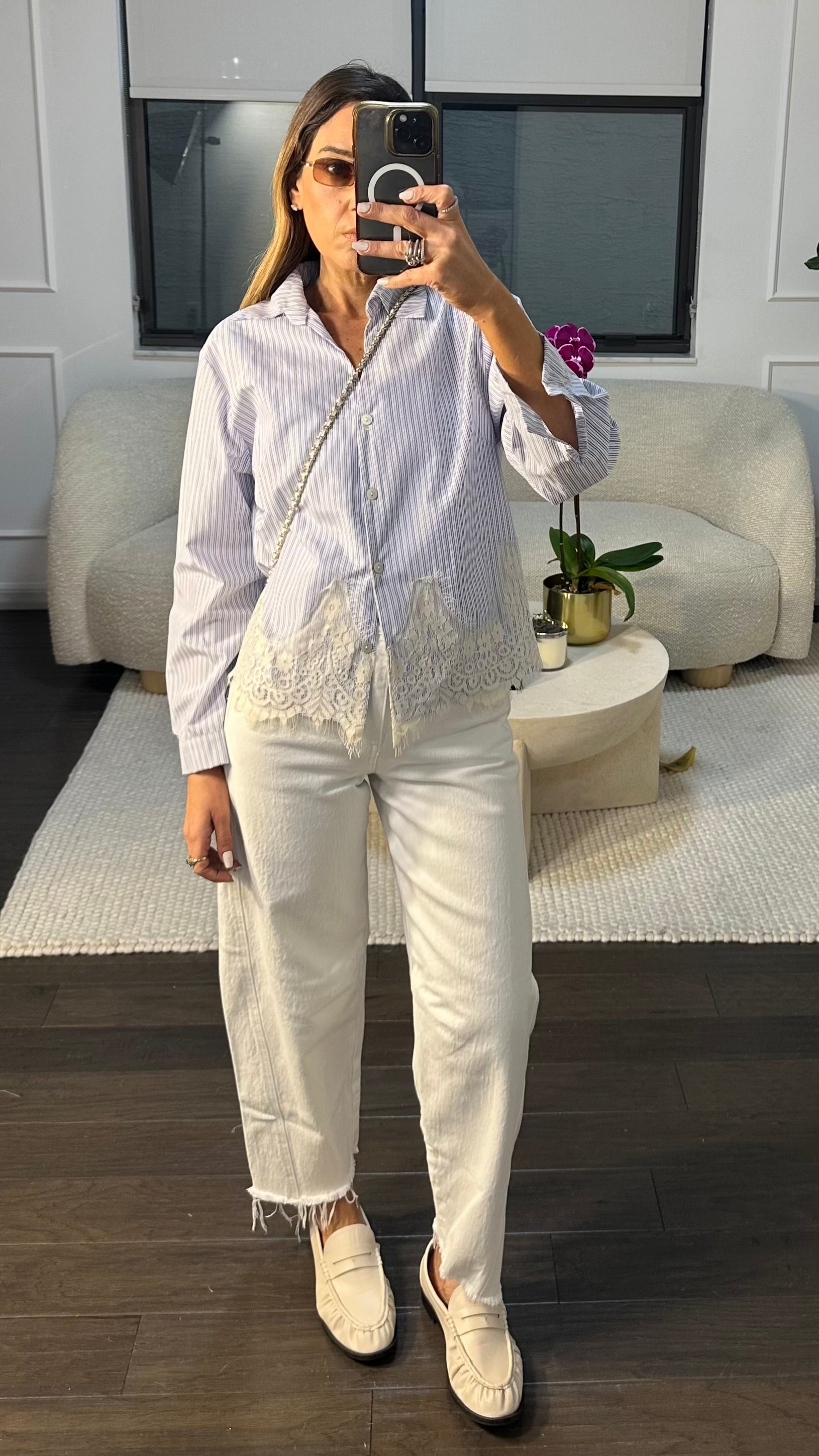 LIGHT STRIPES LACE BLOUSE