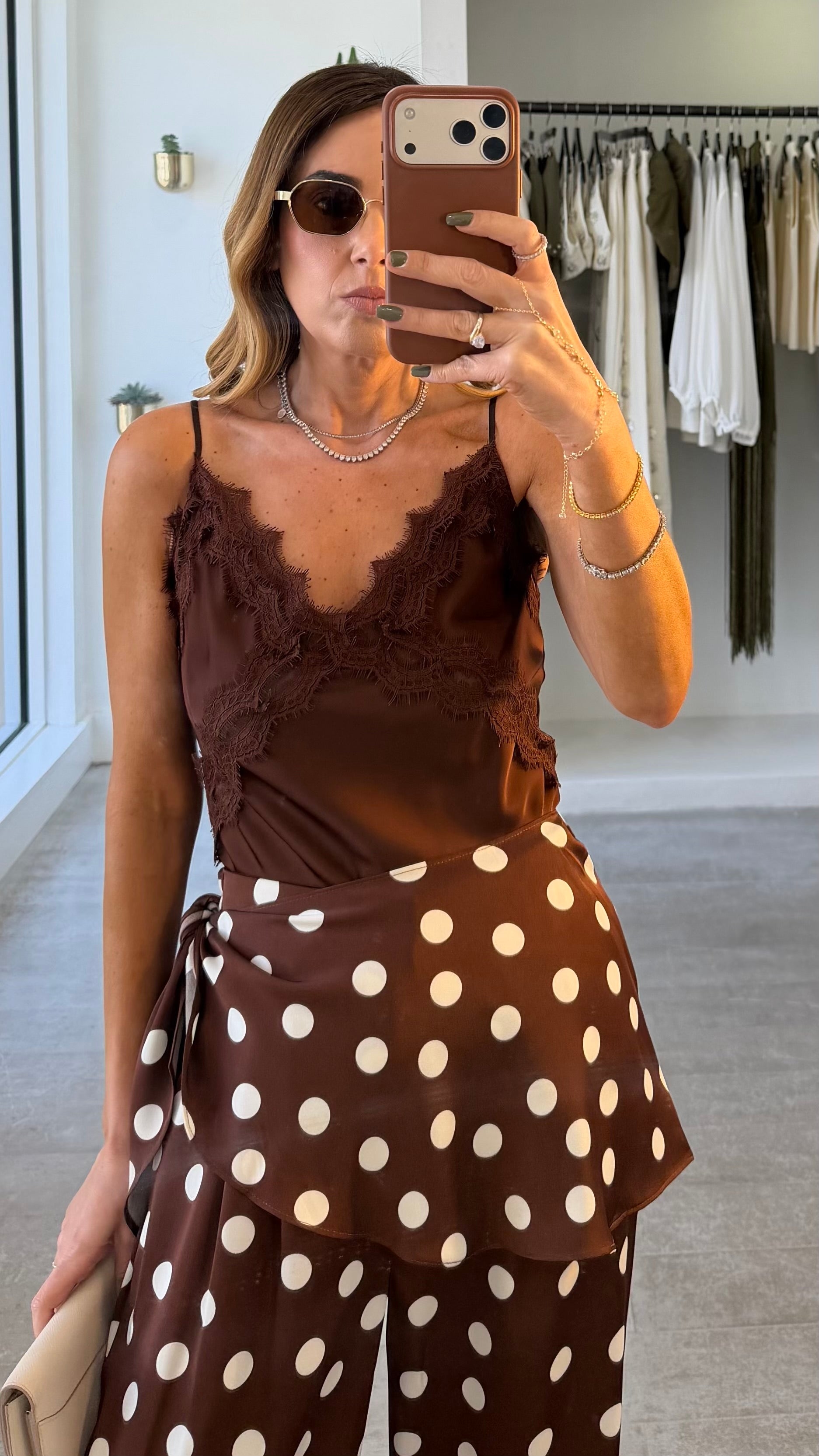 BROWN LACE CAMI