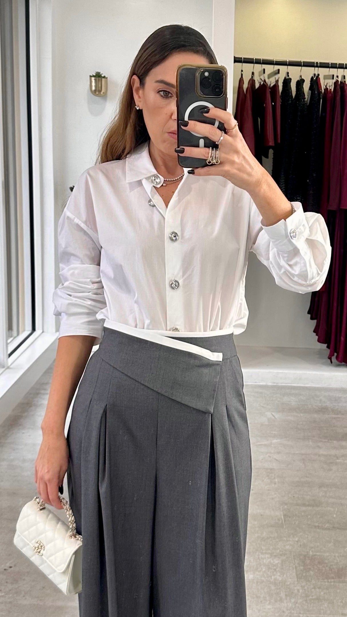 CRYSTAL BUTTON BLOUSE