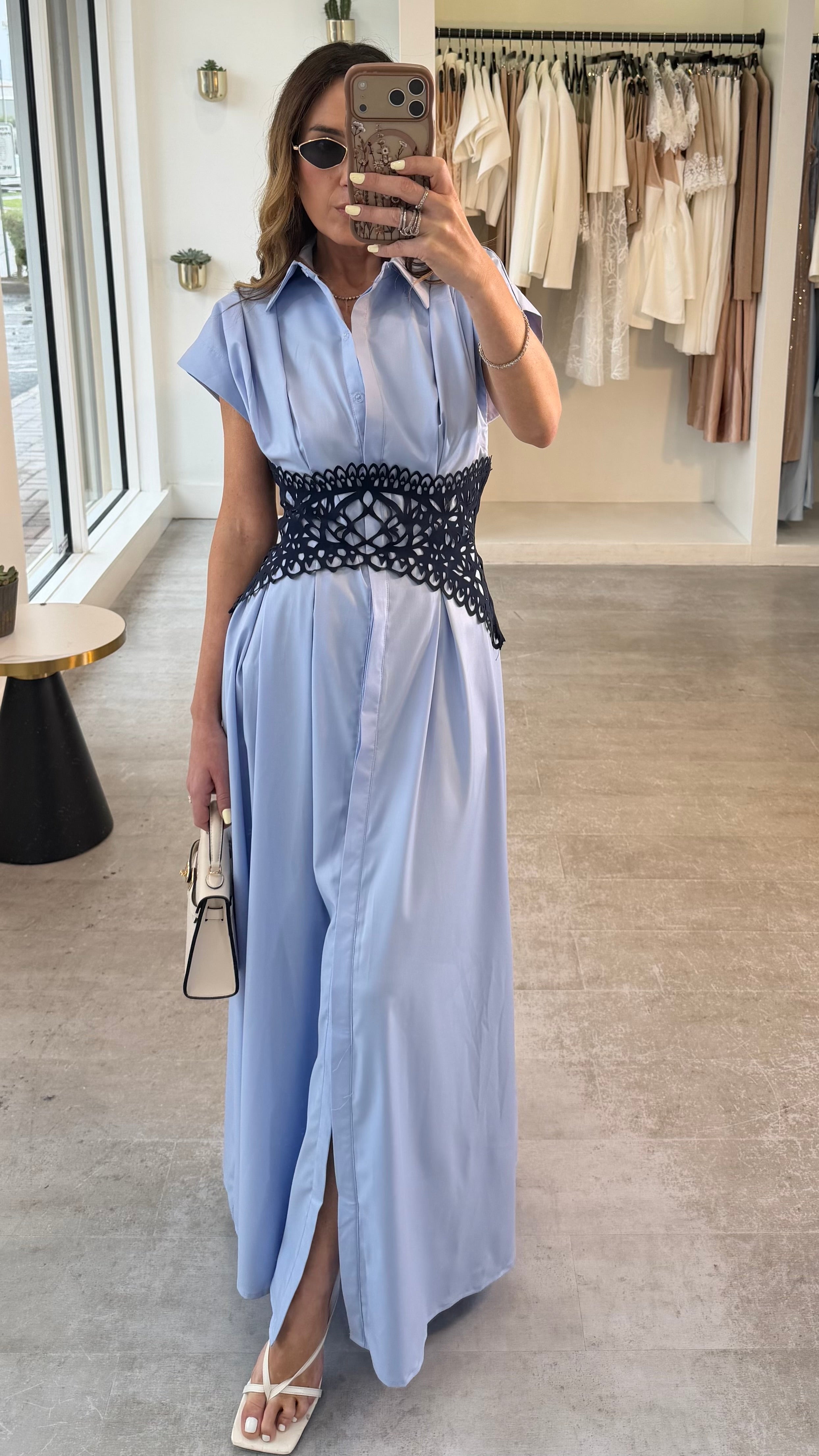 MIDNIGHT BELTED DRESS