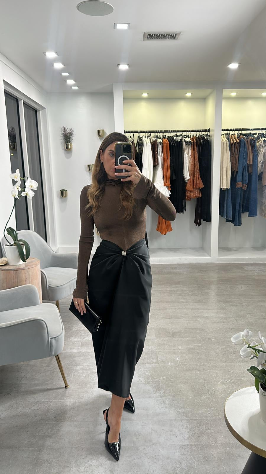 BROWN DRAPE MIDI