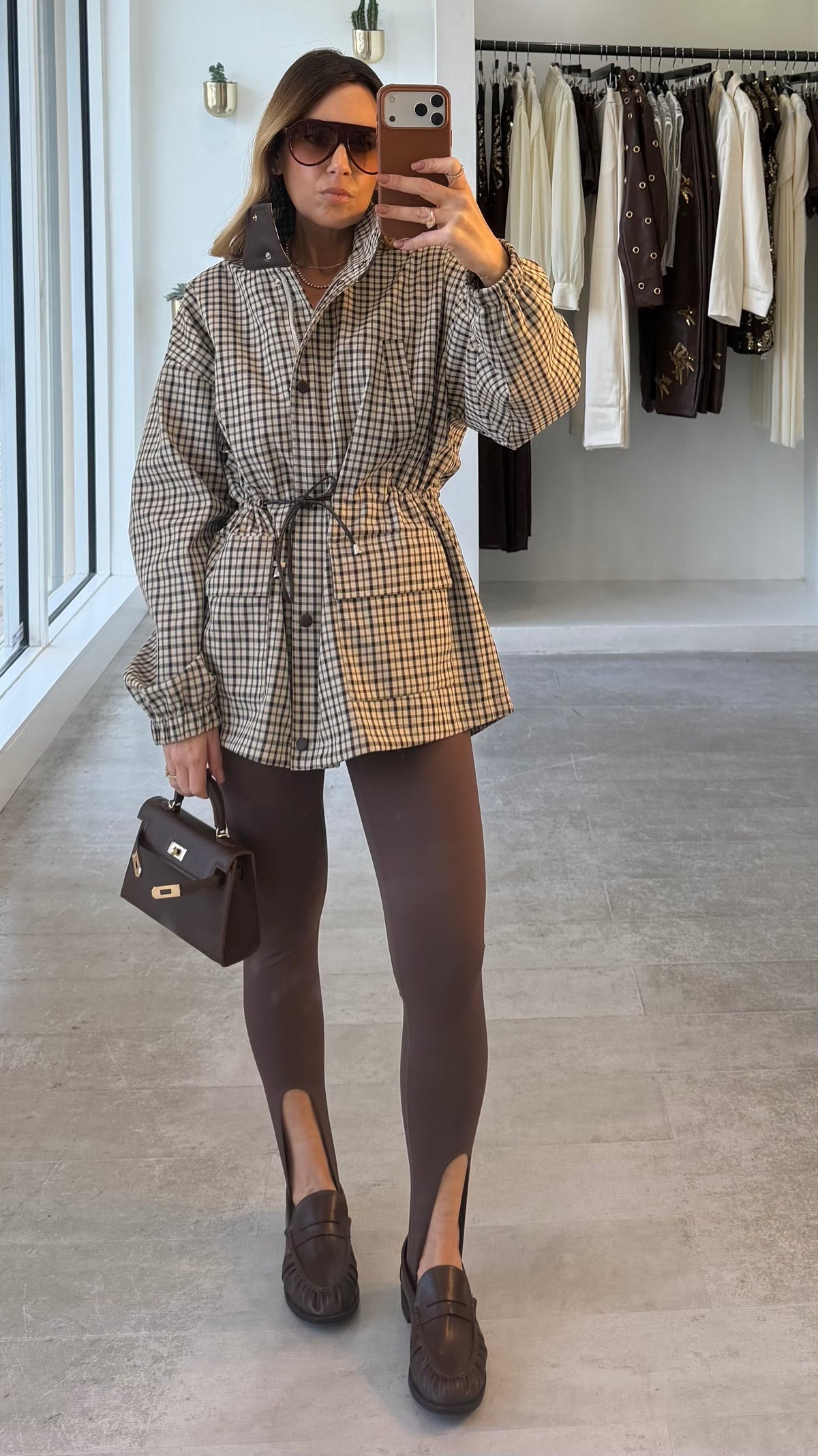 BROWN SCULPT LEGGINGS