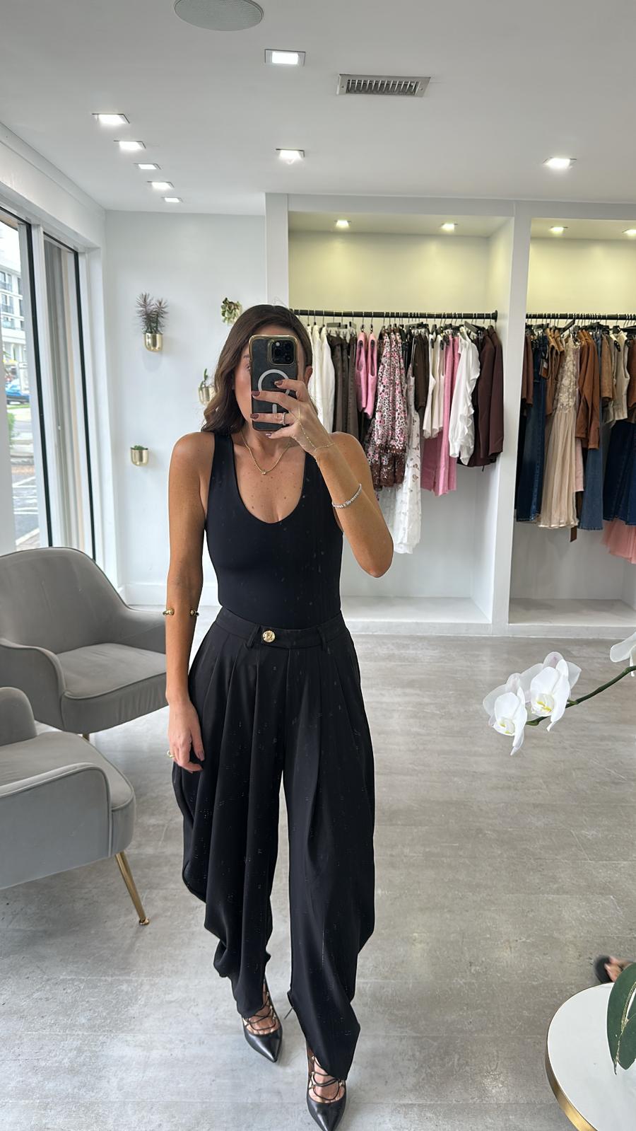 BLACK DRAPE TROUSERS