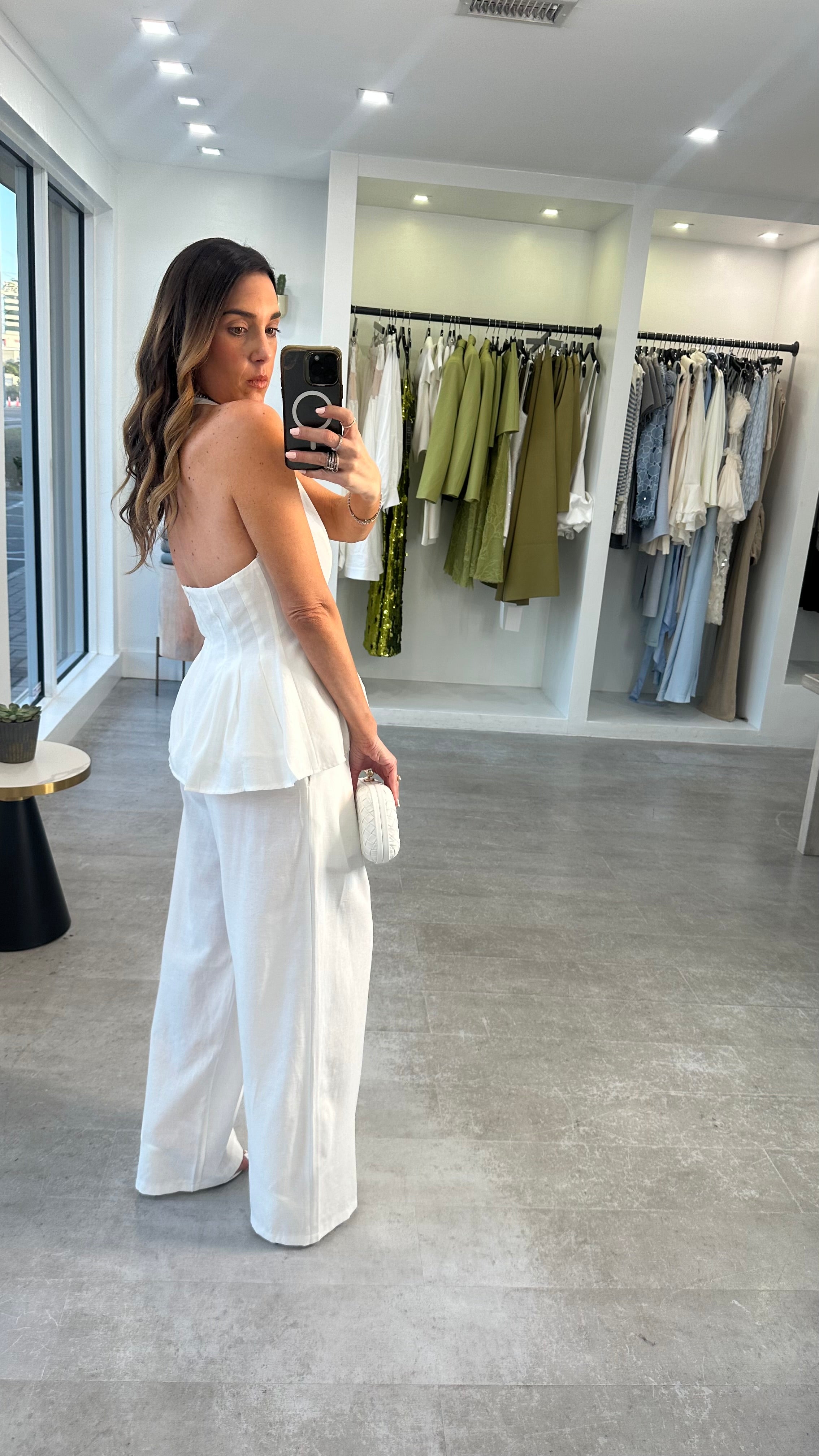 WHITE PEPLUM LINEN SET