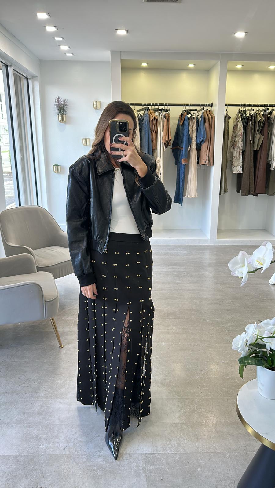 BLACK FRINGE SKIRT