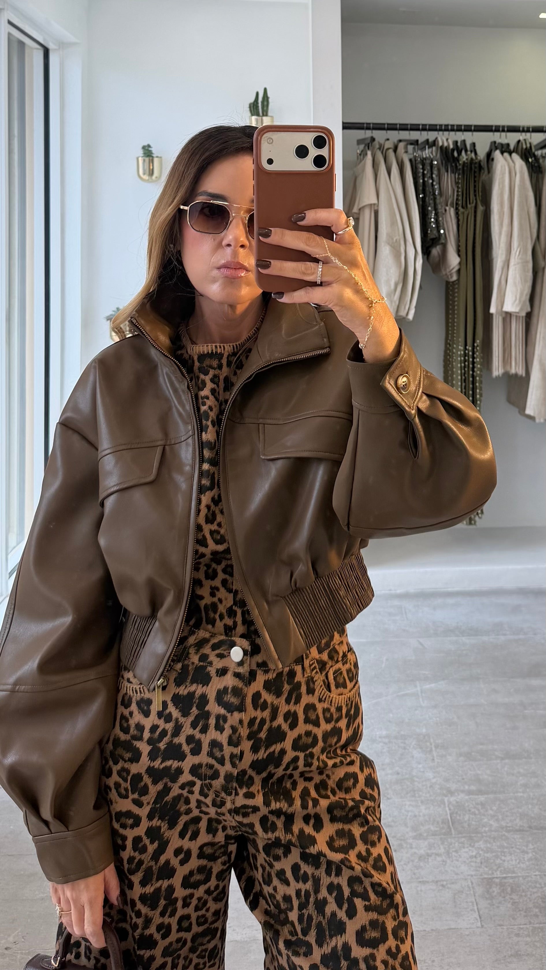 LUX BROWN VEGAN BOMBER