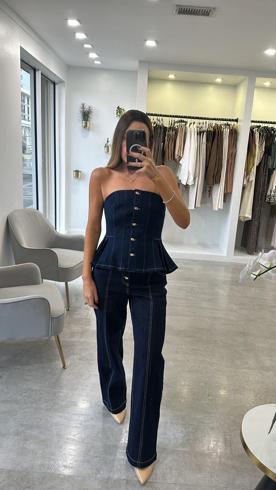 PEPLUM DENIM SET