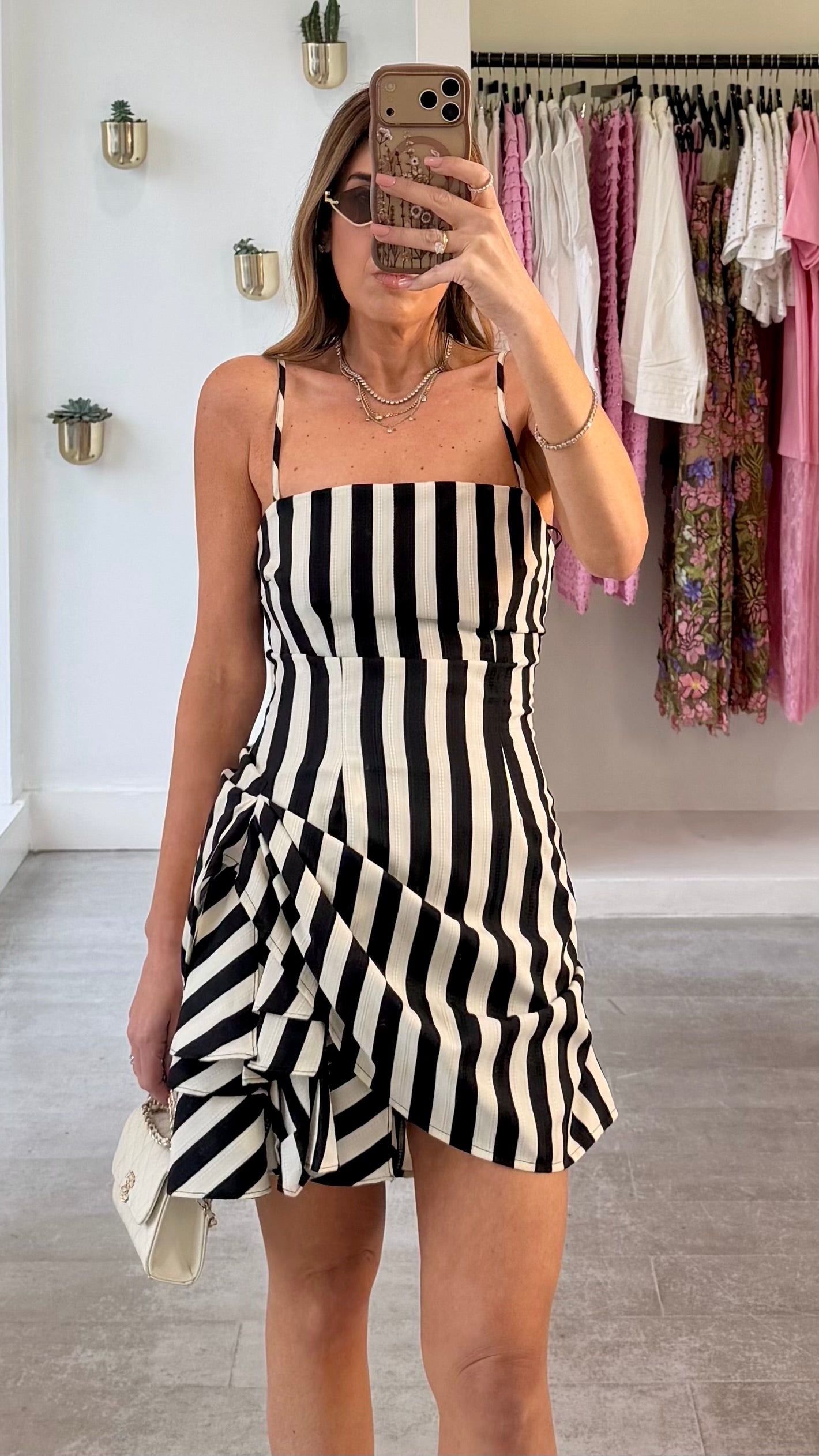 STRIPED STRAP DRESS