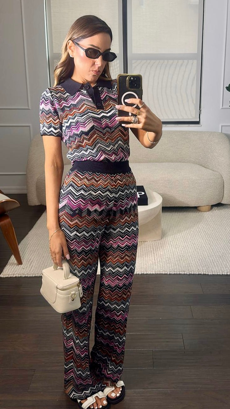 COLORFUL ZIGZAG POLO SET