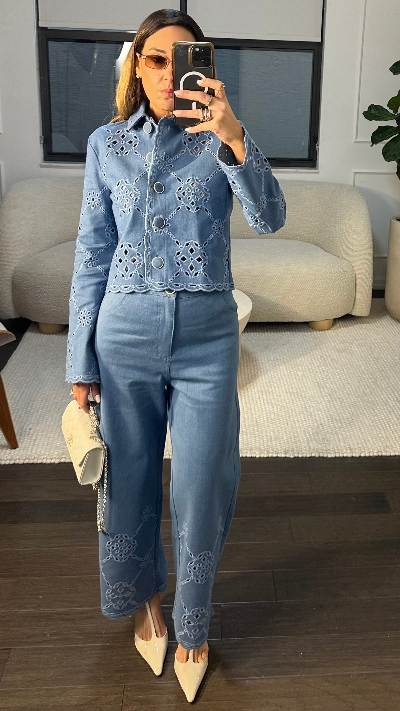 PETAL DENIM PANT SET