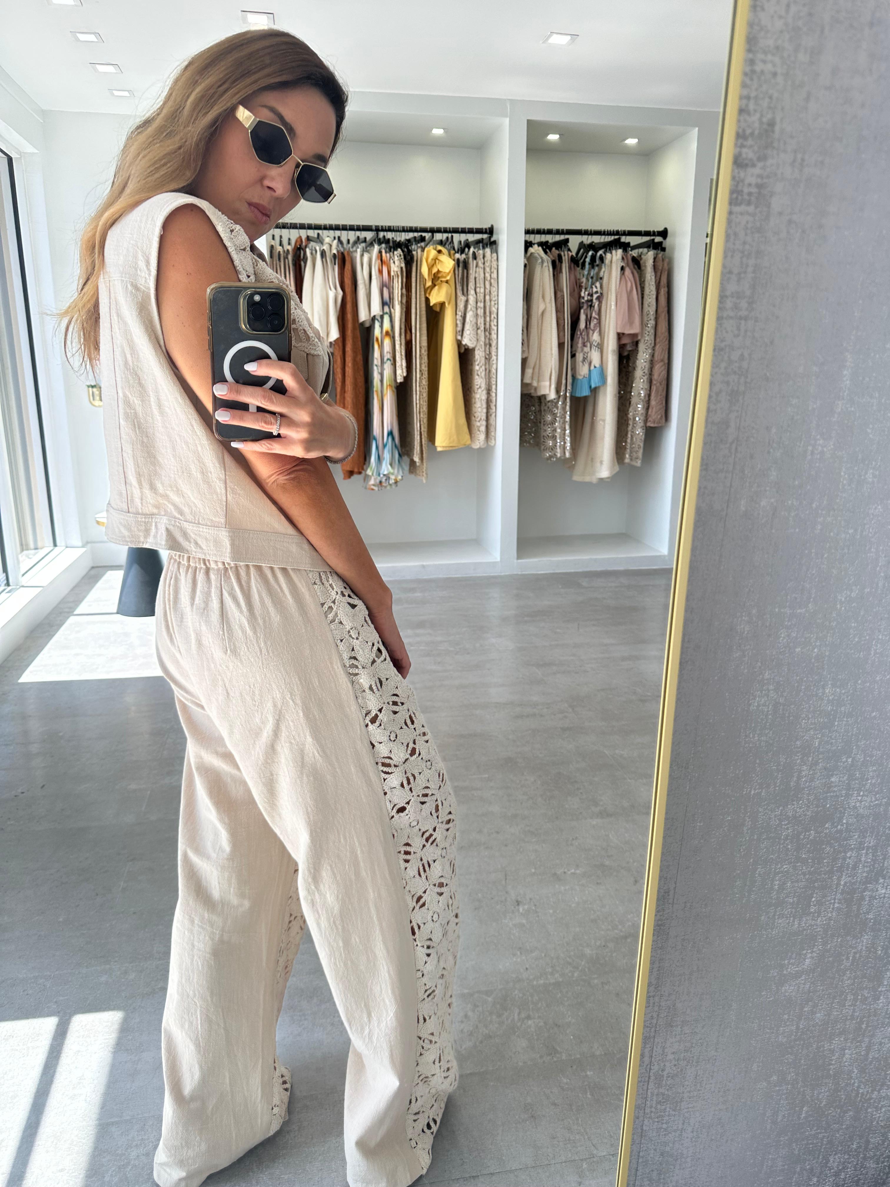 CROCHET VEST PANT SET