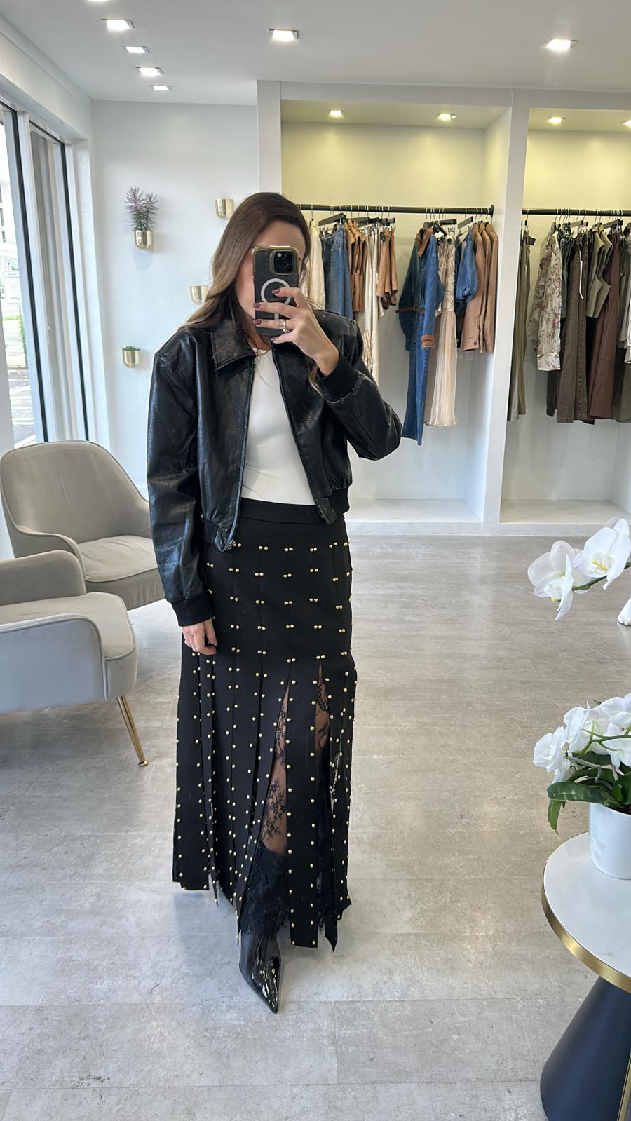 BLACK FRINGE SKIRT
