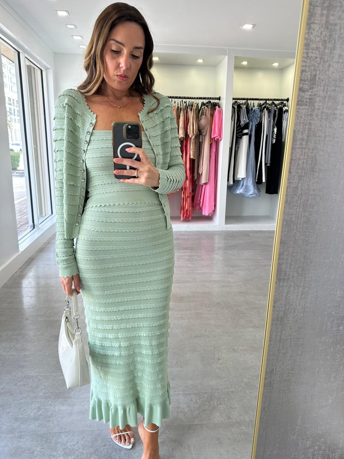 SAGE DIAMANTÉ SKIRT SET