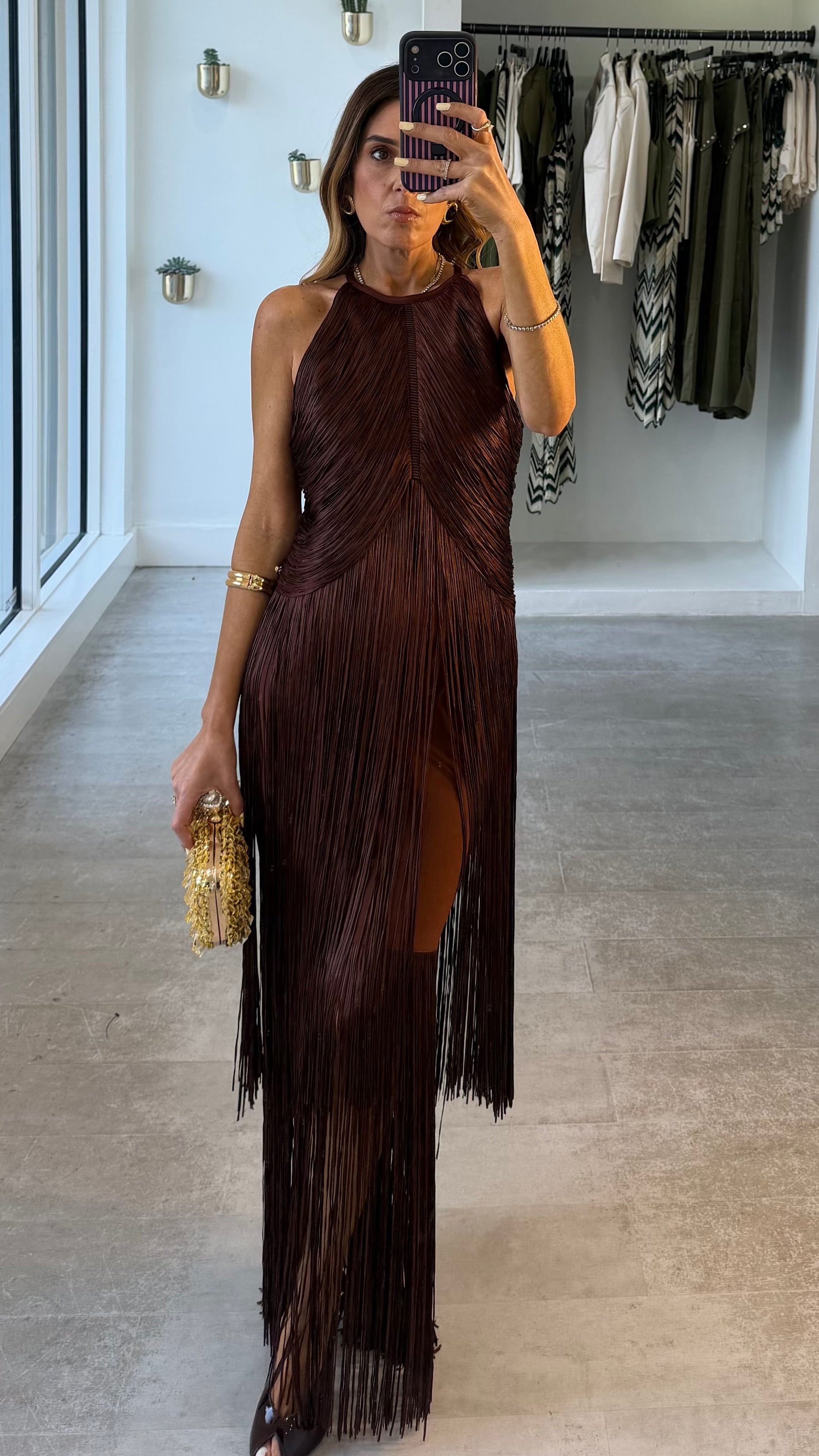BRONZE FRINGE DRESS