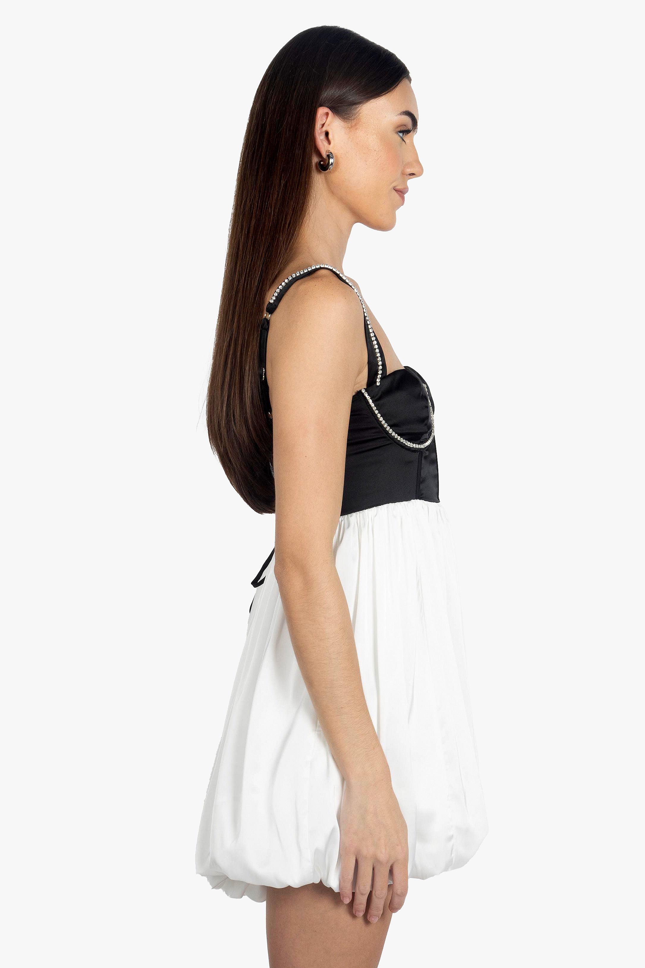 PUFFY BLACK & IVORY DRESS