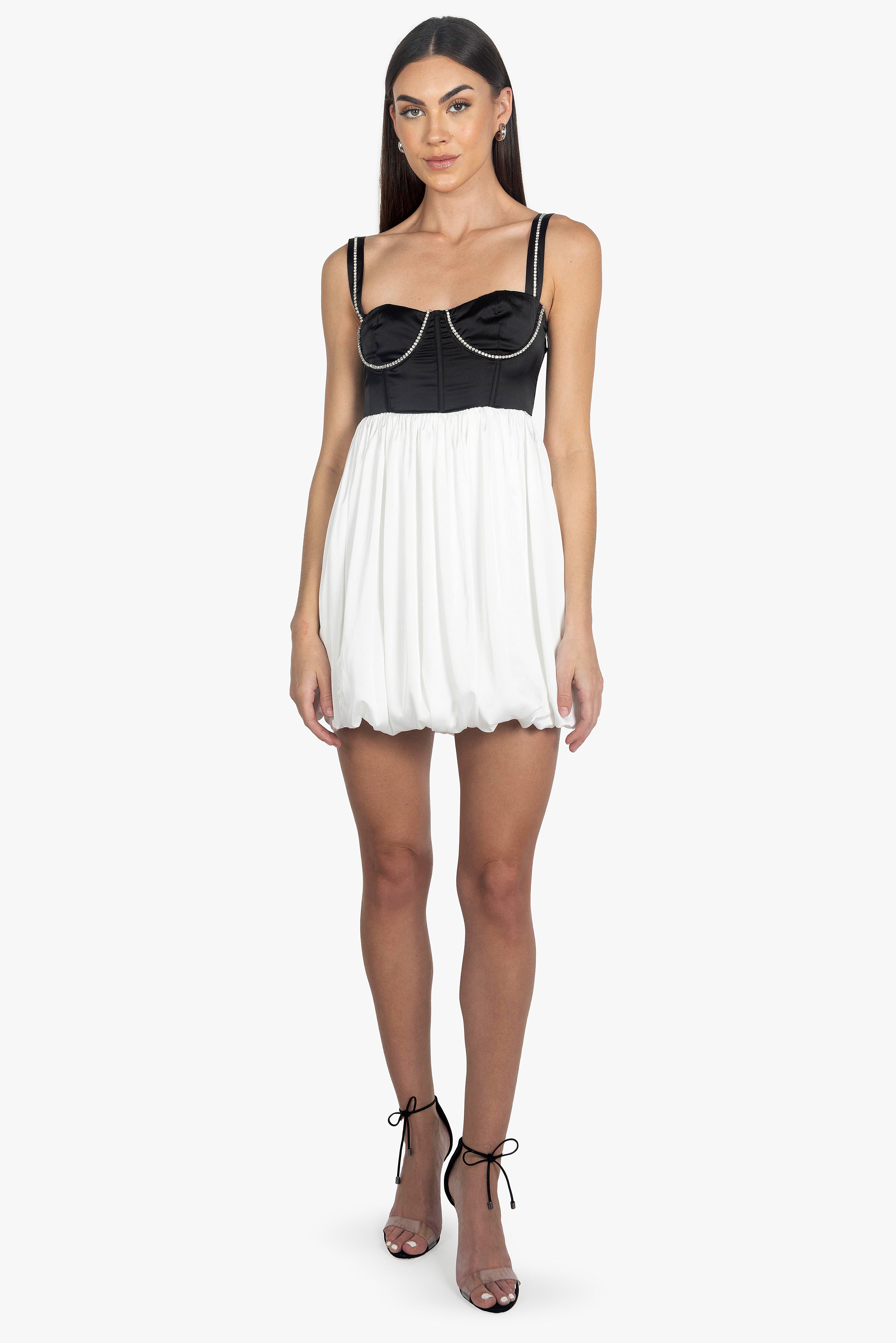 PUFFY BLACK & IVORY DRESS