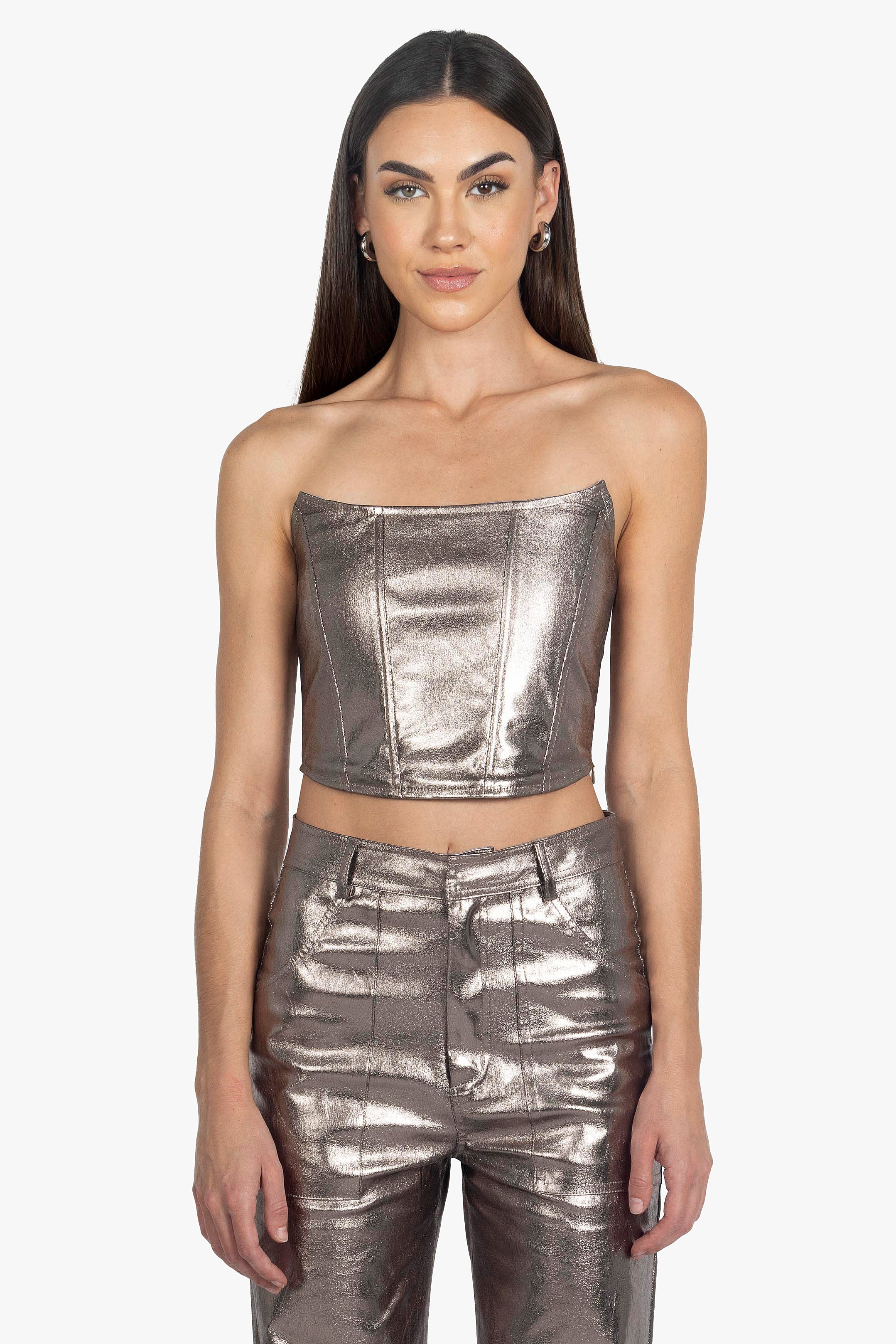 GODDESS PEWTER CORSET TOP