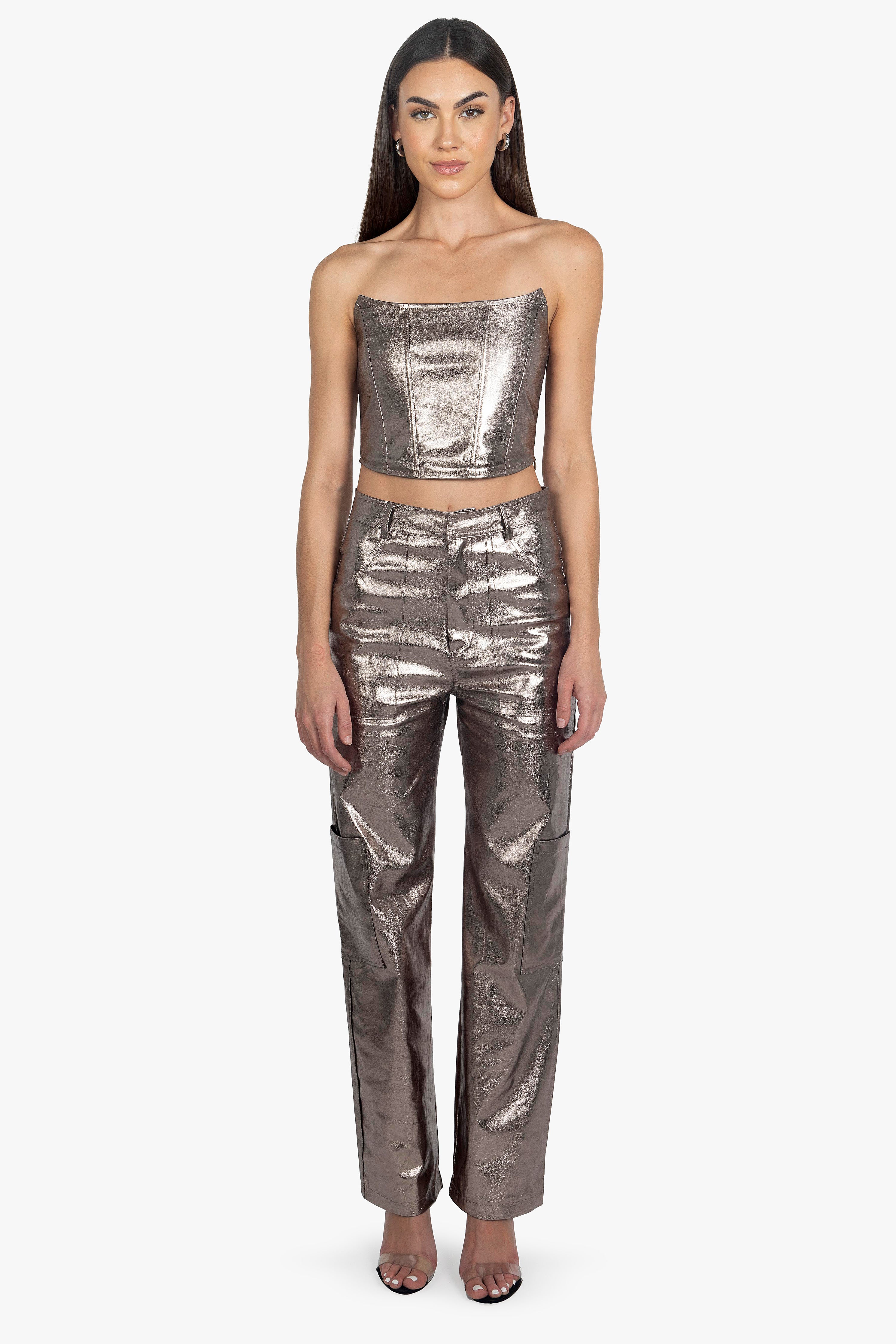 GODDESS PEWTER CORSET TOP
