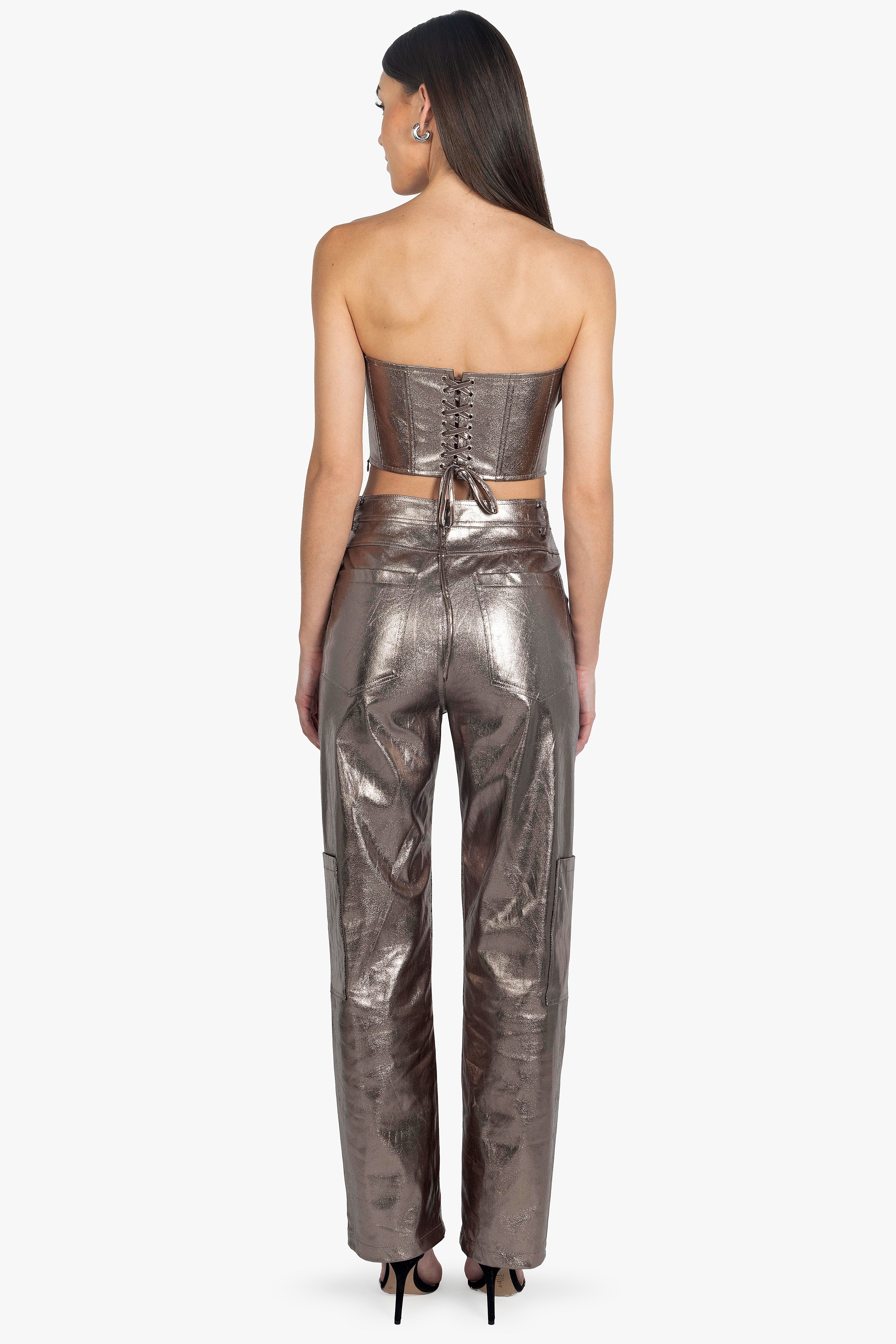 GODDESS PEWTER CORSET TOP