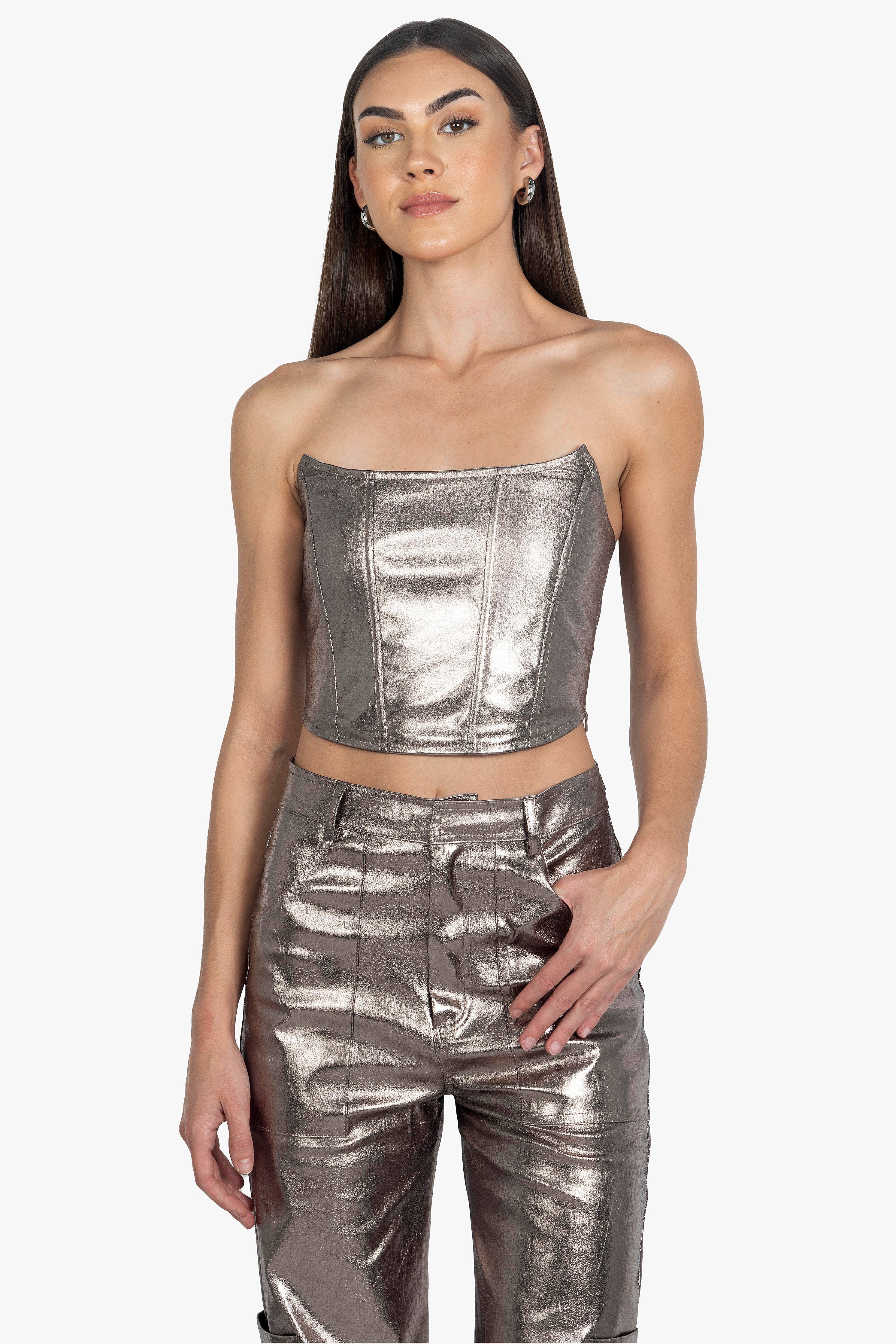 GODDESS PEWTER CORSET TOP