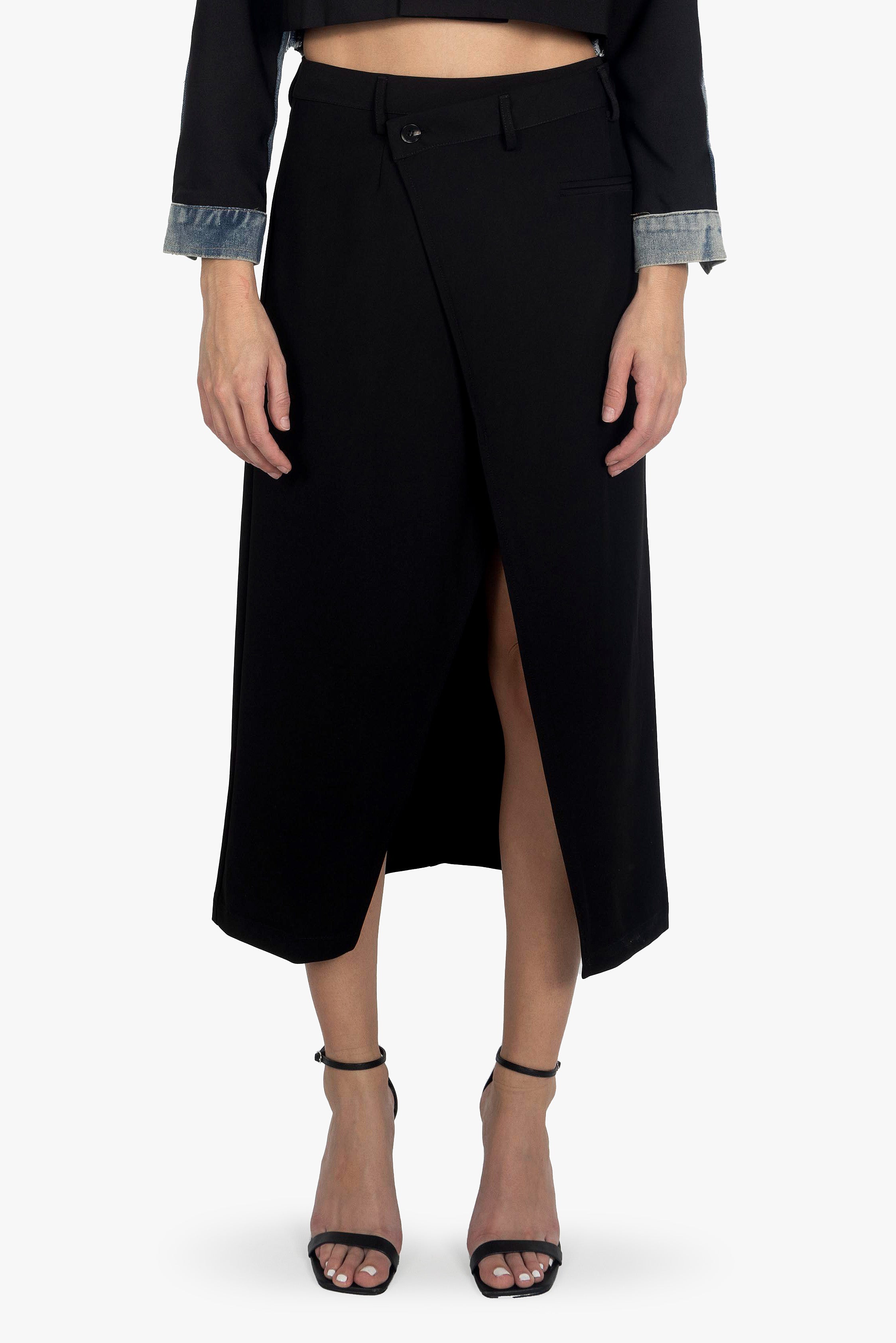 NOIR CROSS WAIST MIDI SKIRT
