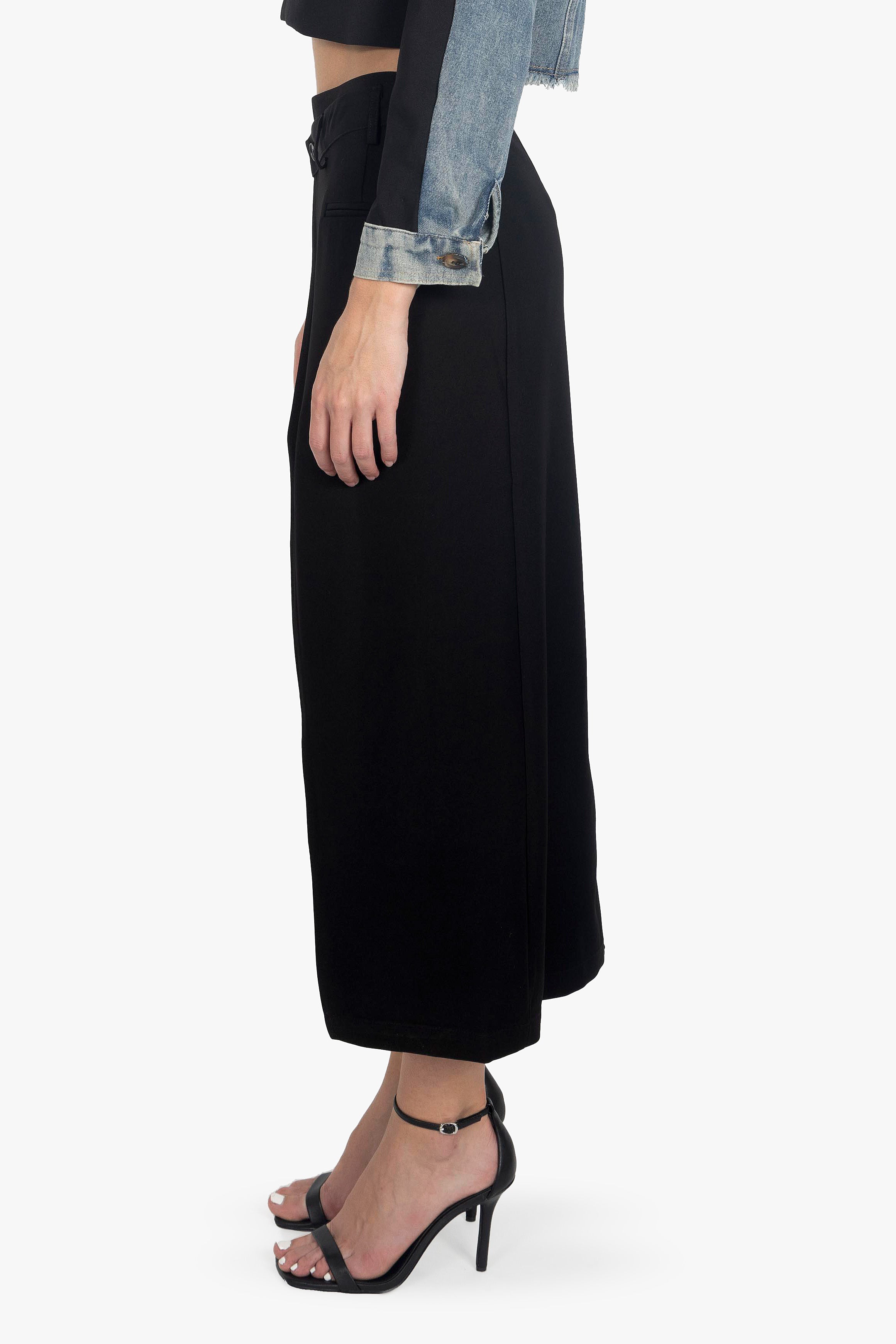 NOIR CROSS WAIST MIDI SKIRT