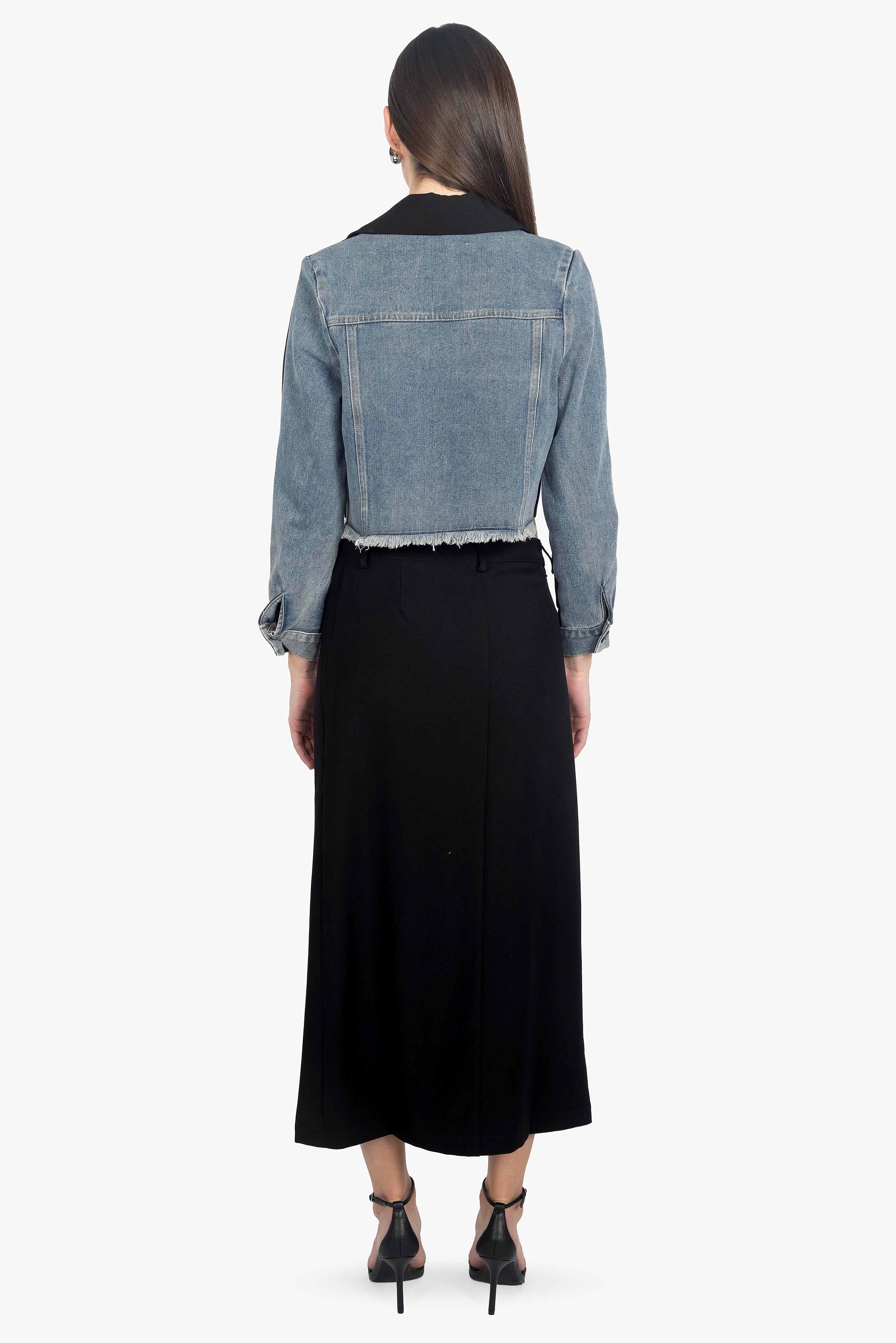 NOIR CROSS WAIST MIDI SKIRT