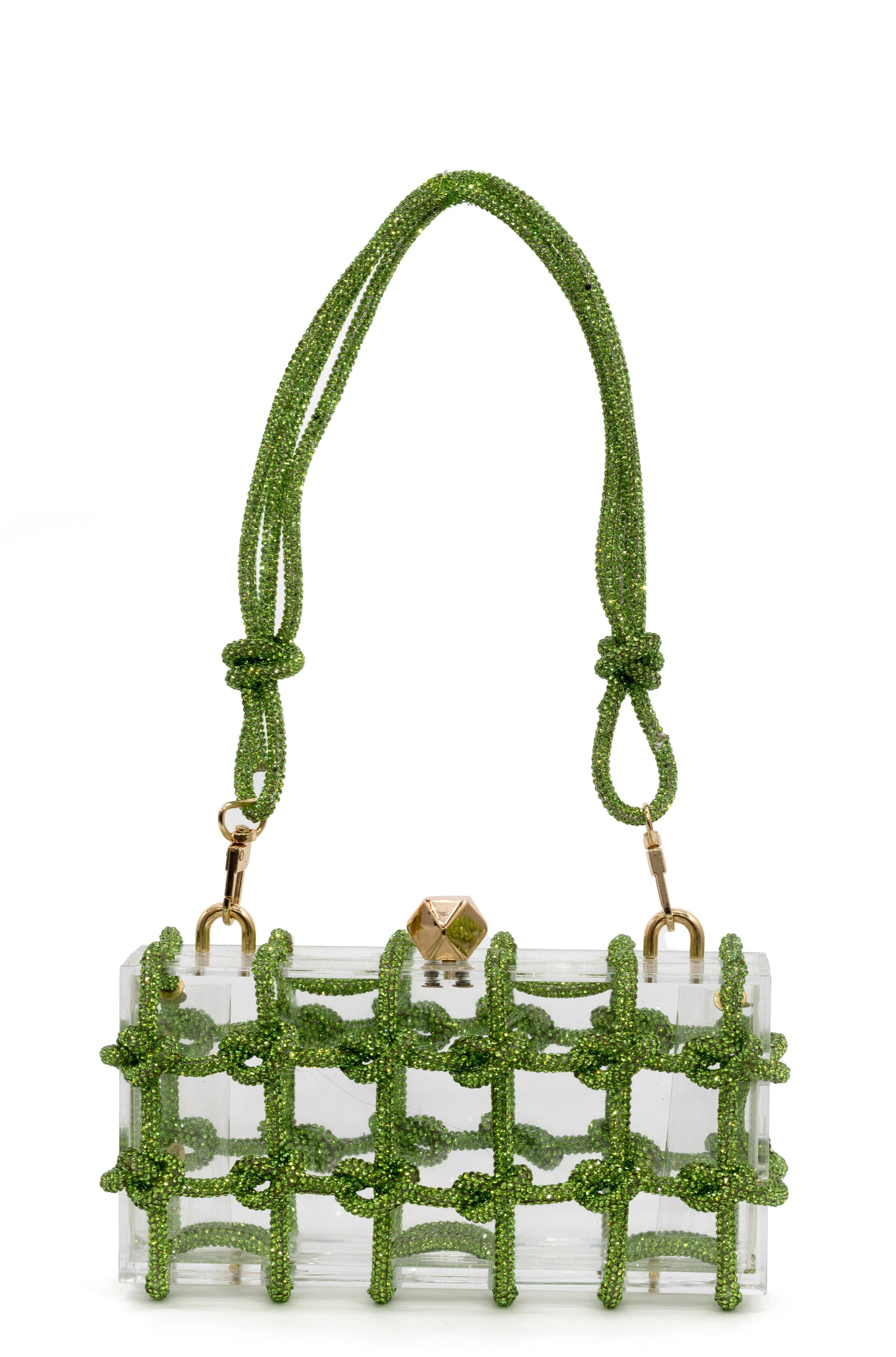 GREEN RHINESTONES CLEAR BAG - S T Y L E B Y G G
