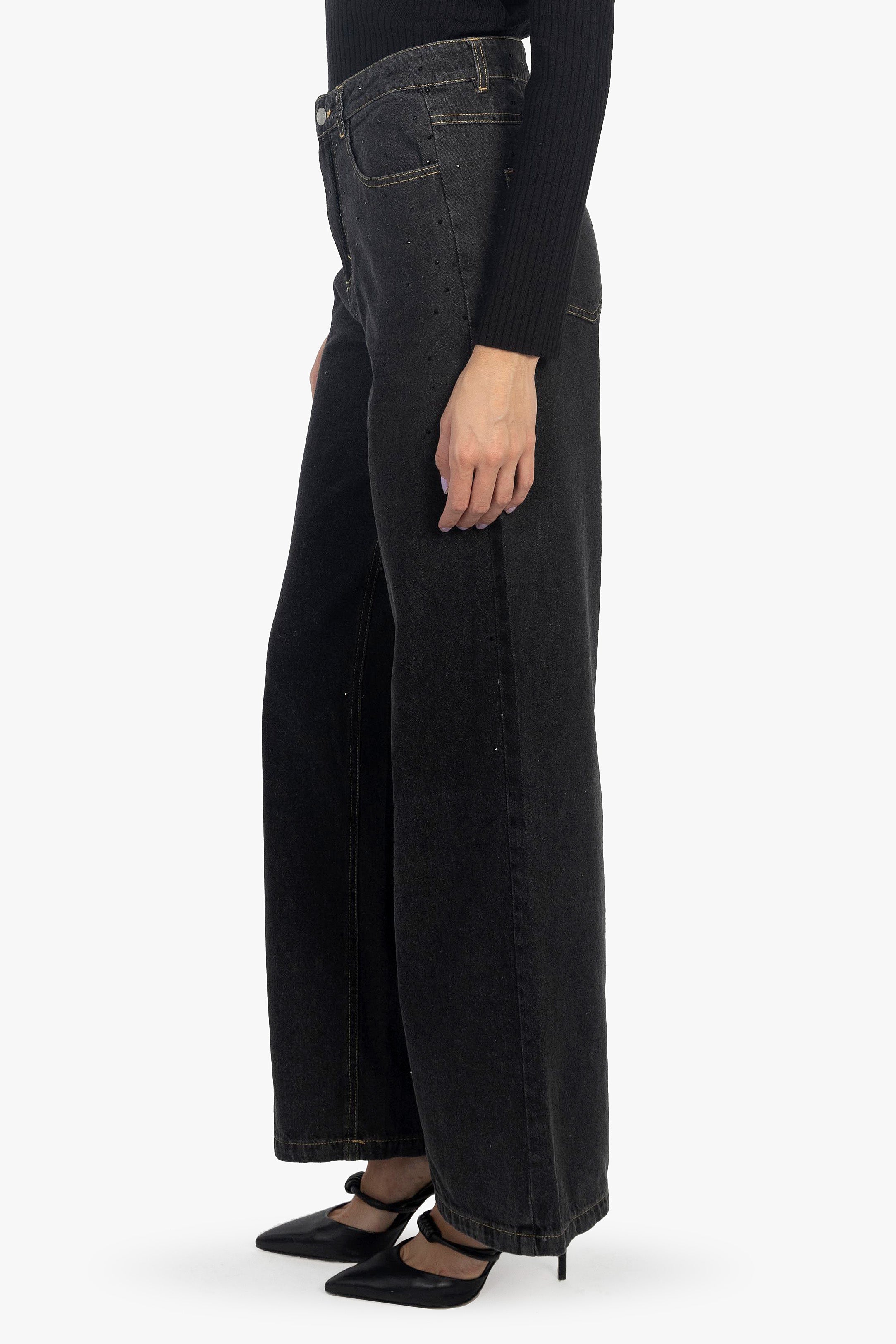 BLACK SPARKLE DENIM PANTS
