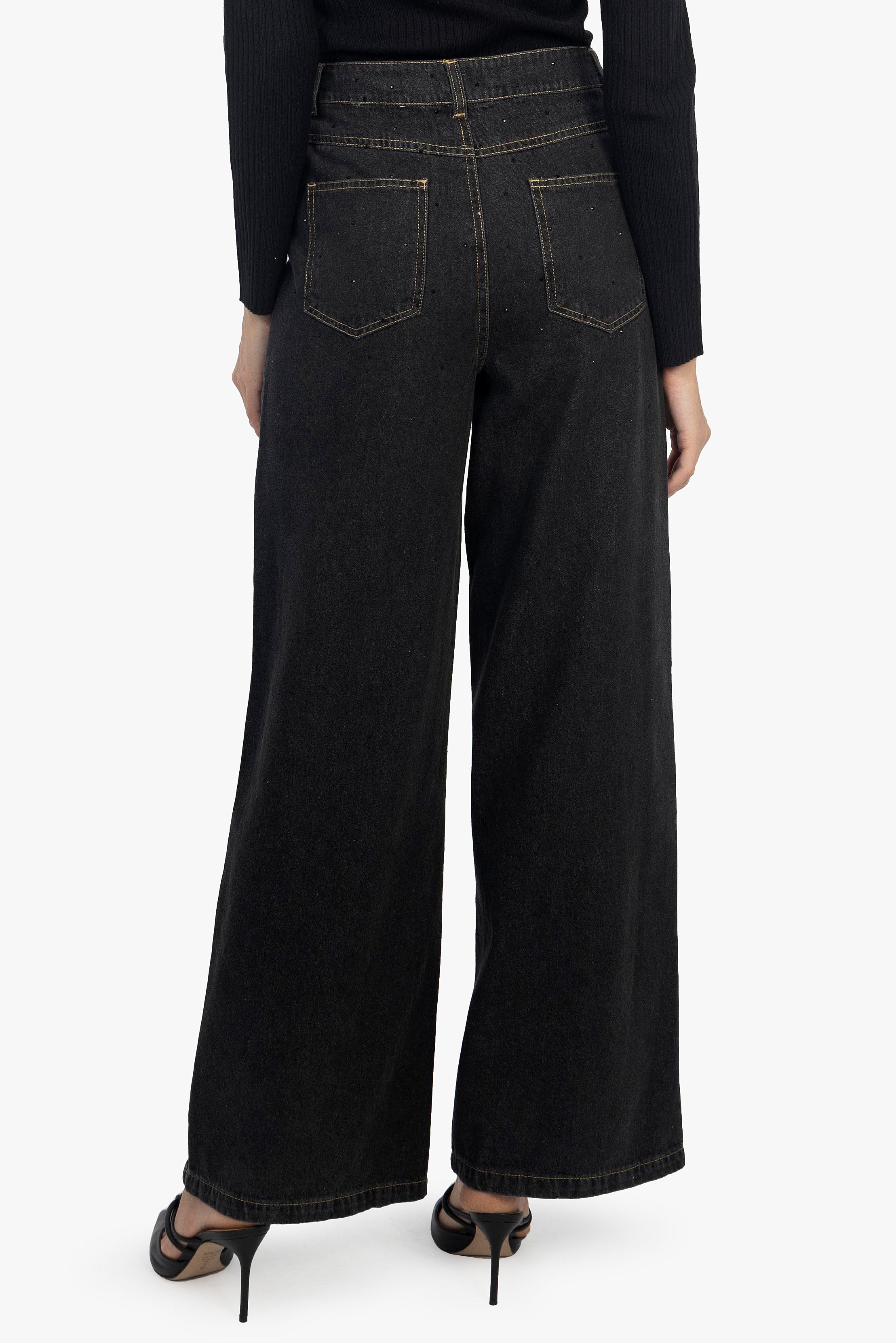 BLACK SPARKLE DENIM PANTS