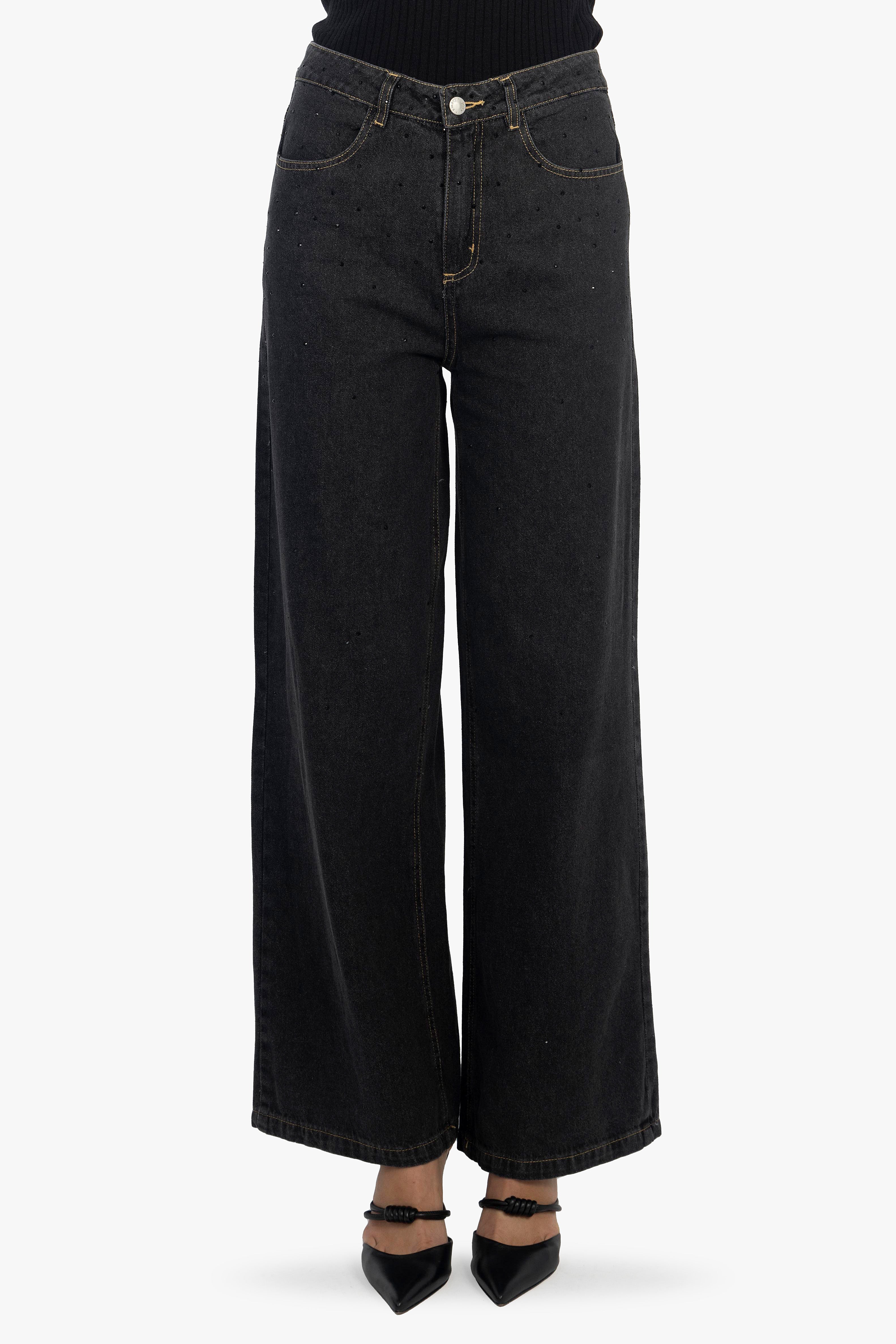 BLACK SPARKLE DENIM PANTS