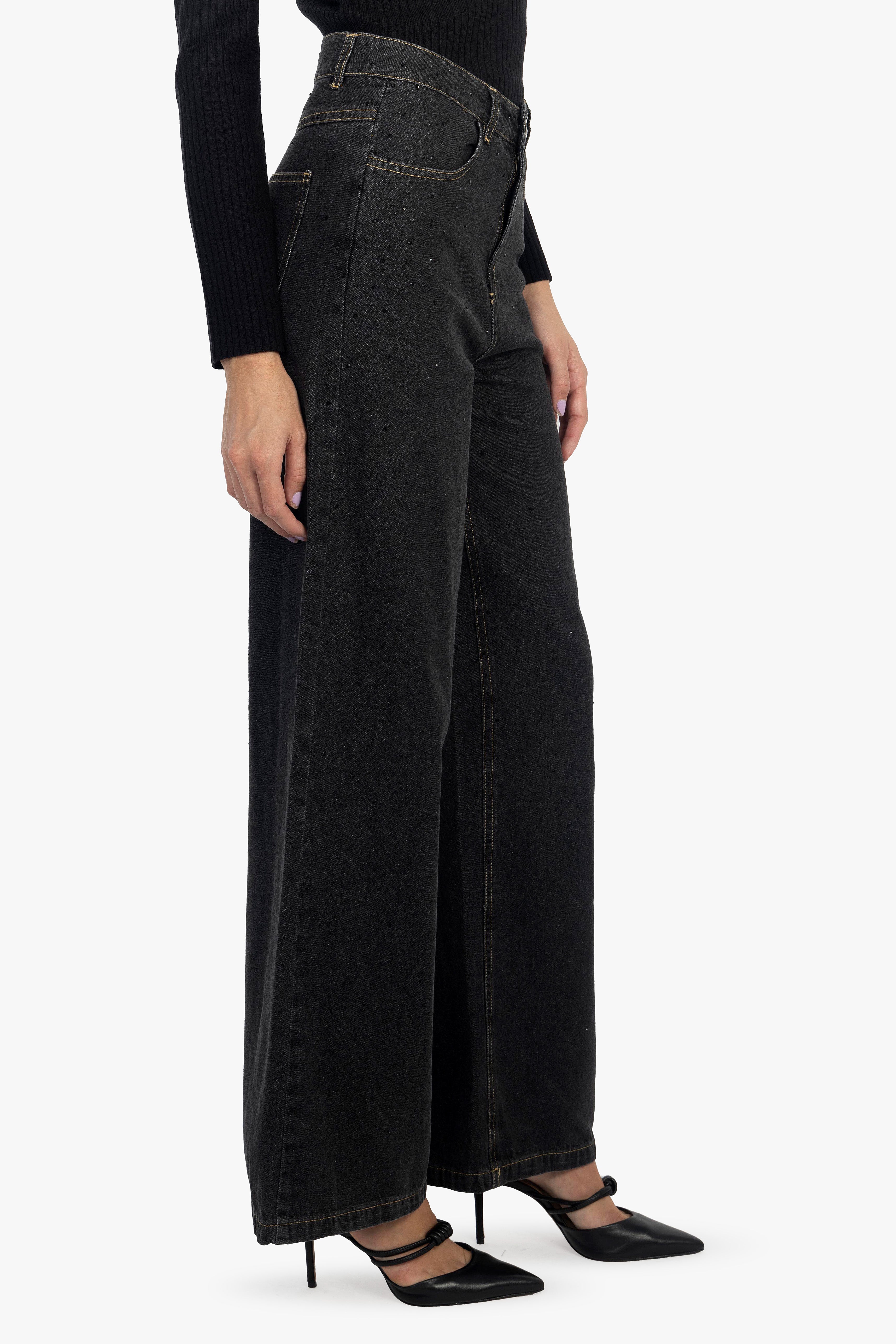 BLACK SPARKLE DENIM PANTS