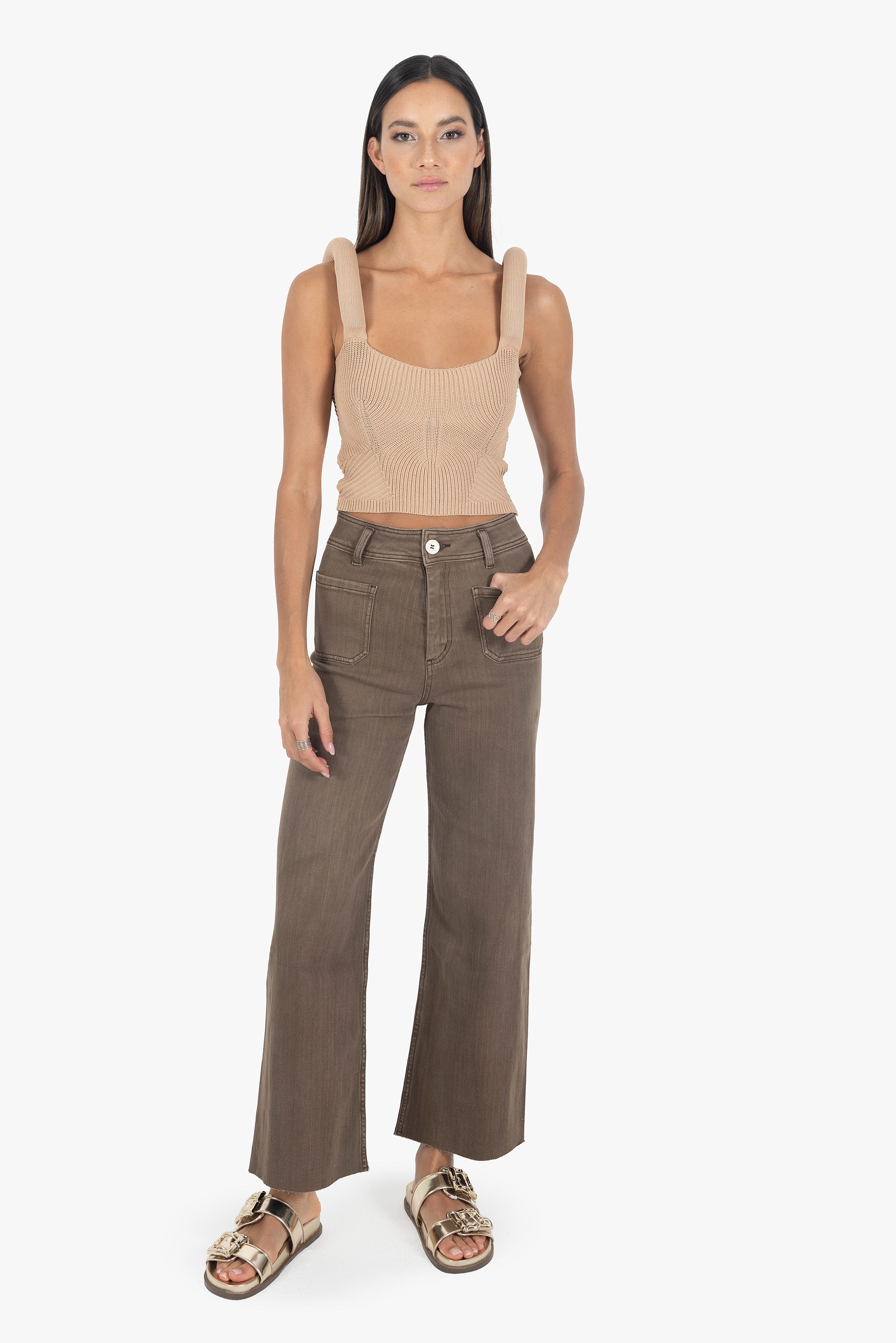 BEIGE CHUNKY STRAPS TOP - S T Y L E B Y G G