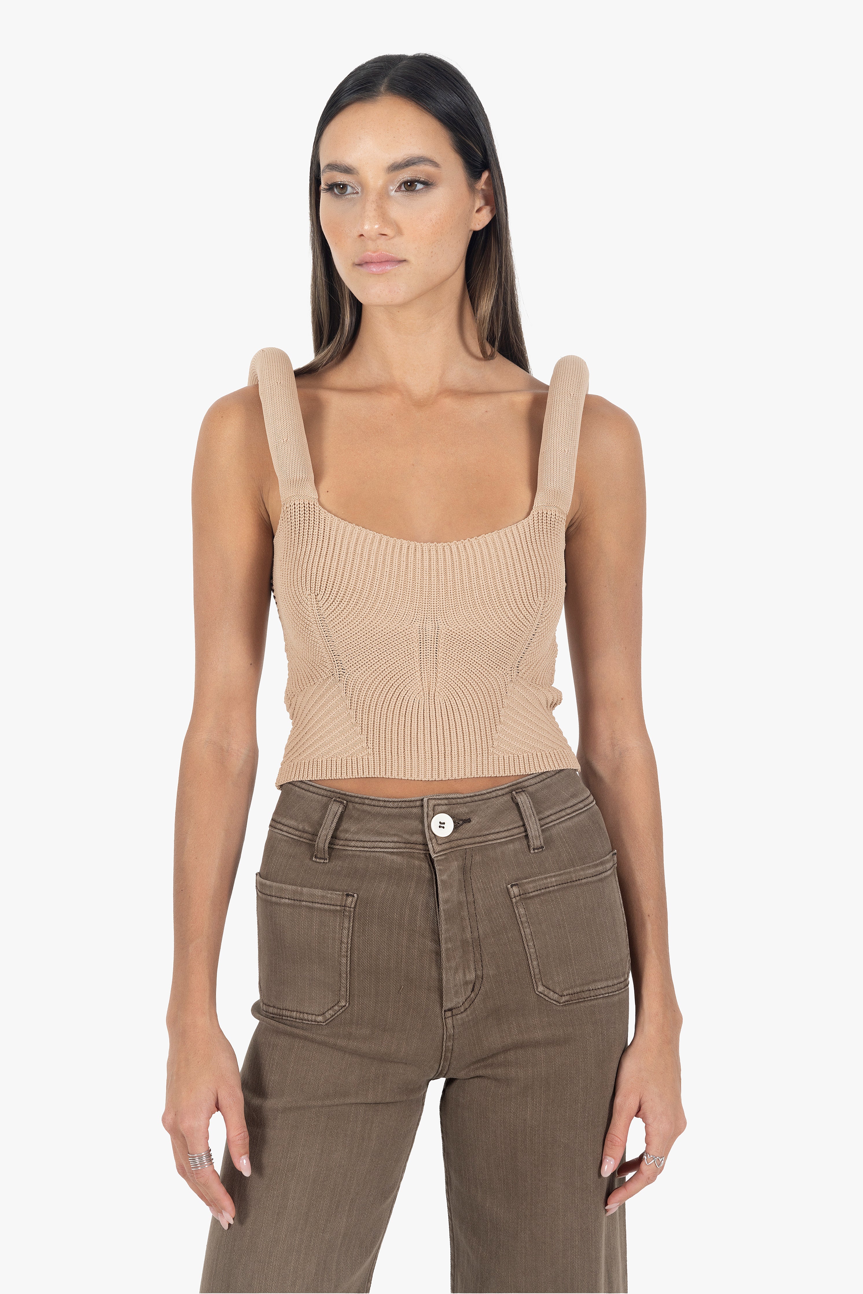 BEIGE CHUNKY STRAPS TOP - S T Y L E B Y G G
