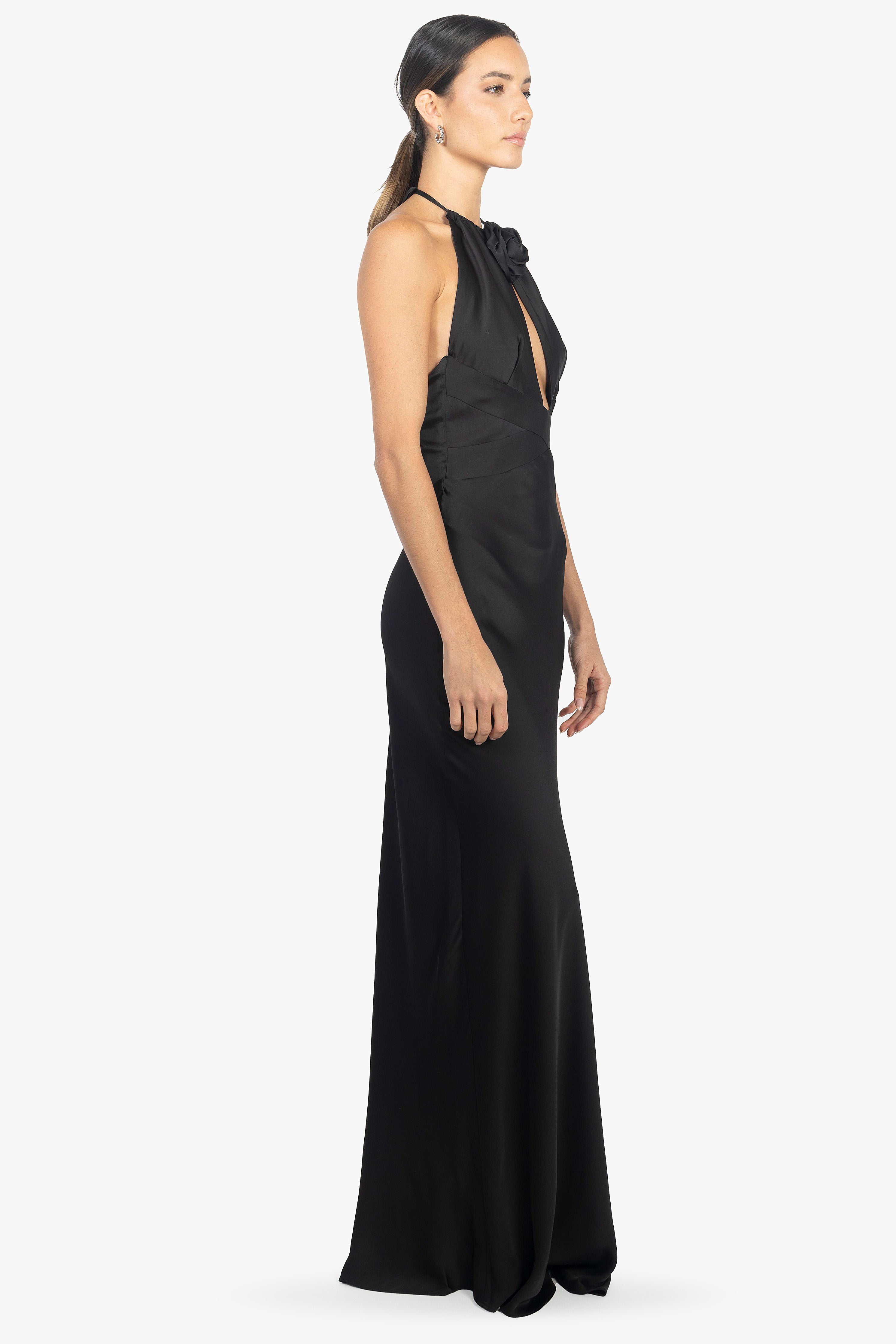 SATIN NOIR SLIP GOWN
