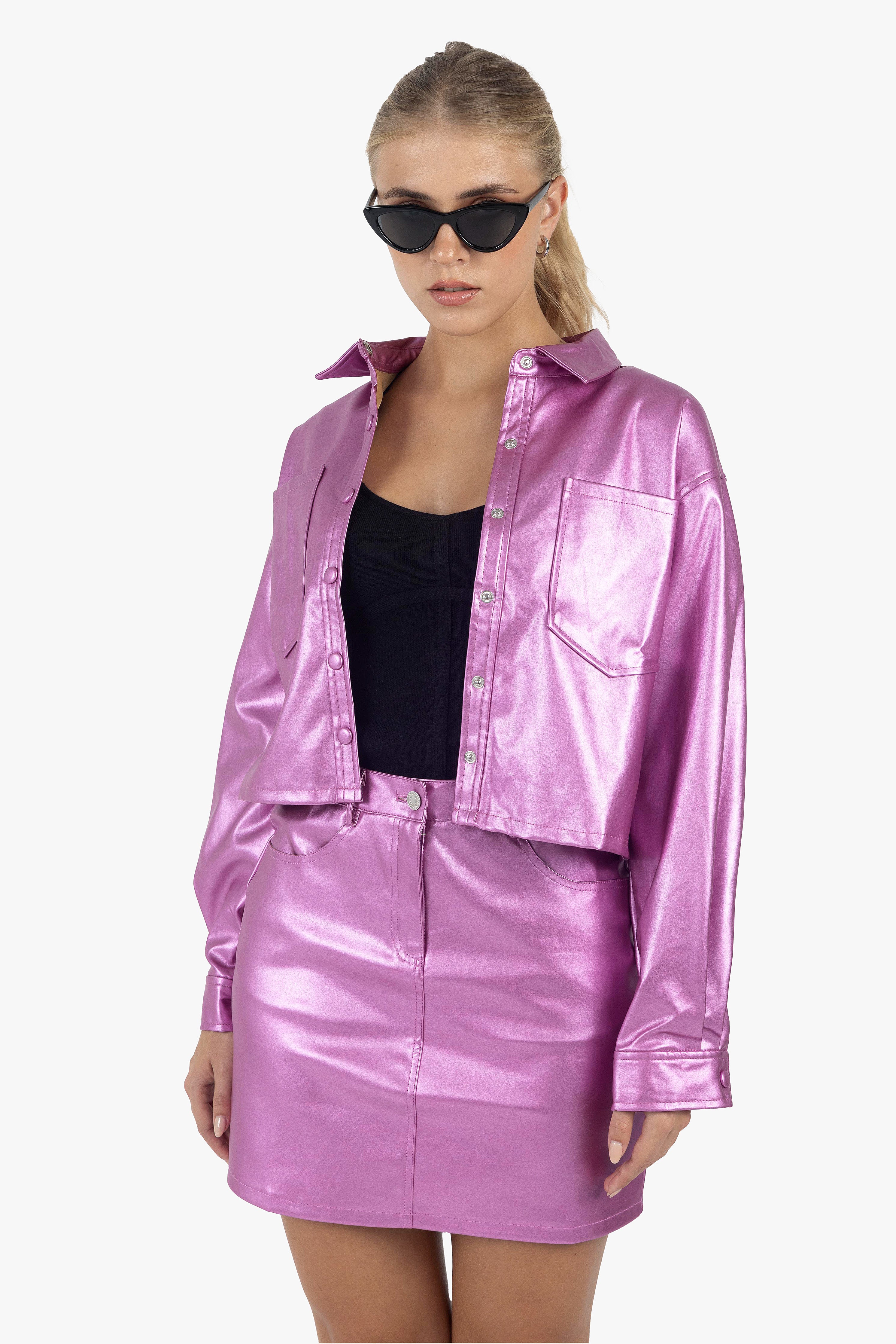 MAGENTA METALLIC SKIRT - S T Y L E B Y G G