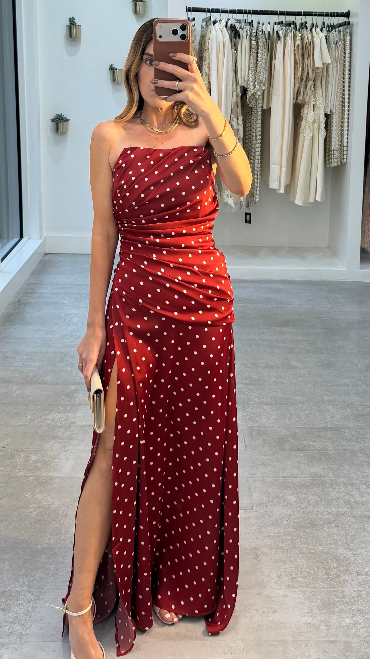 RED POLKA CORSET DRESS